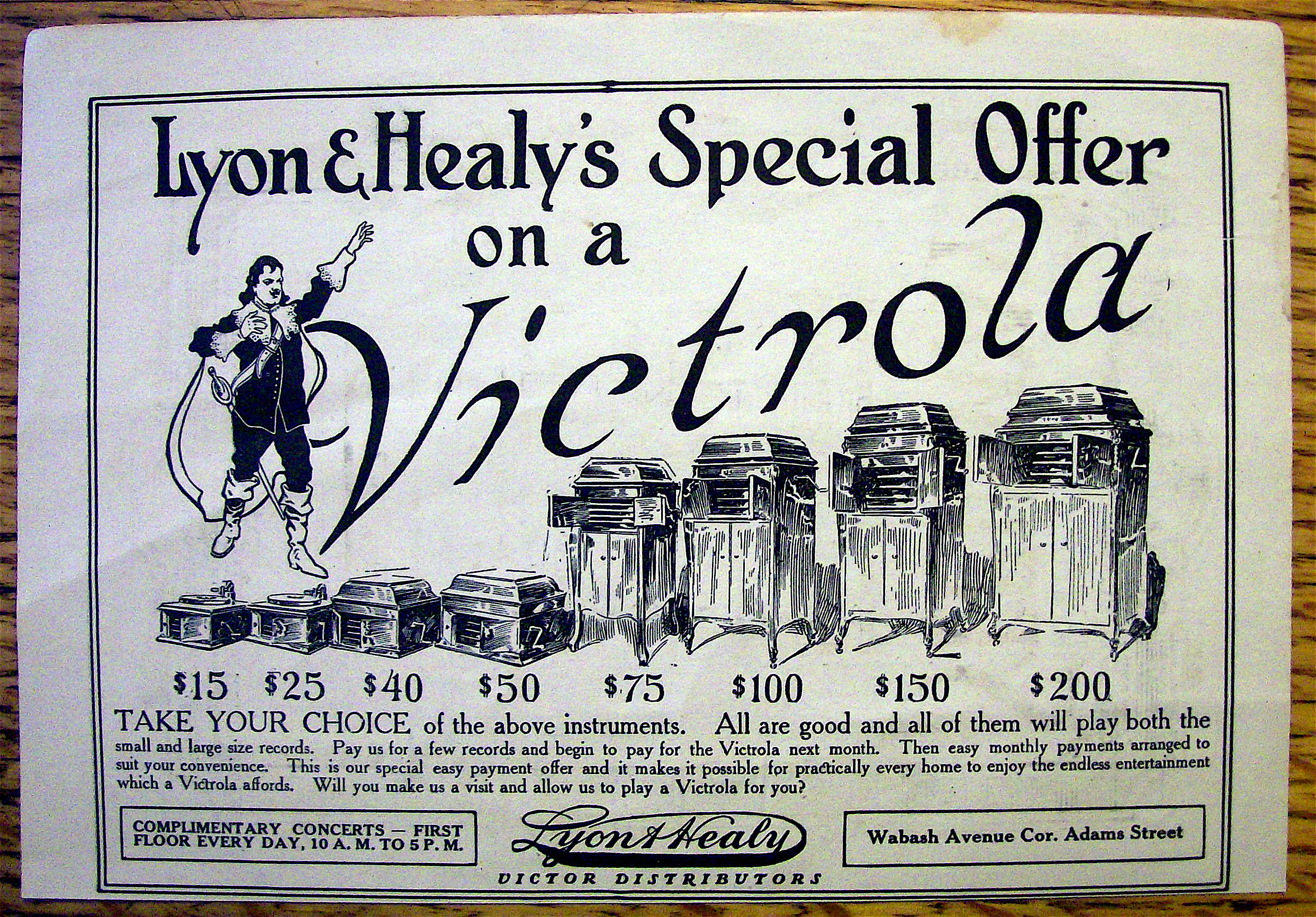 1913 Lyon & Healy's Victrola with Different Victrolas