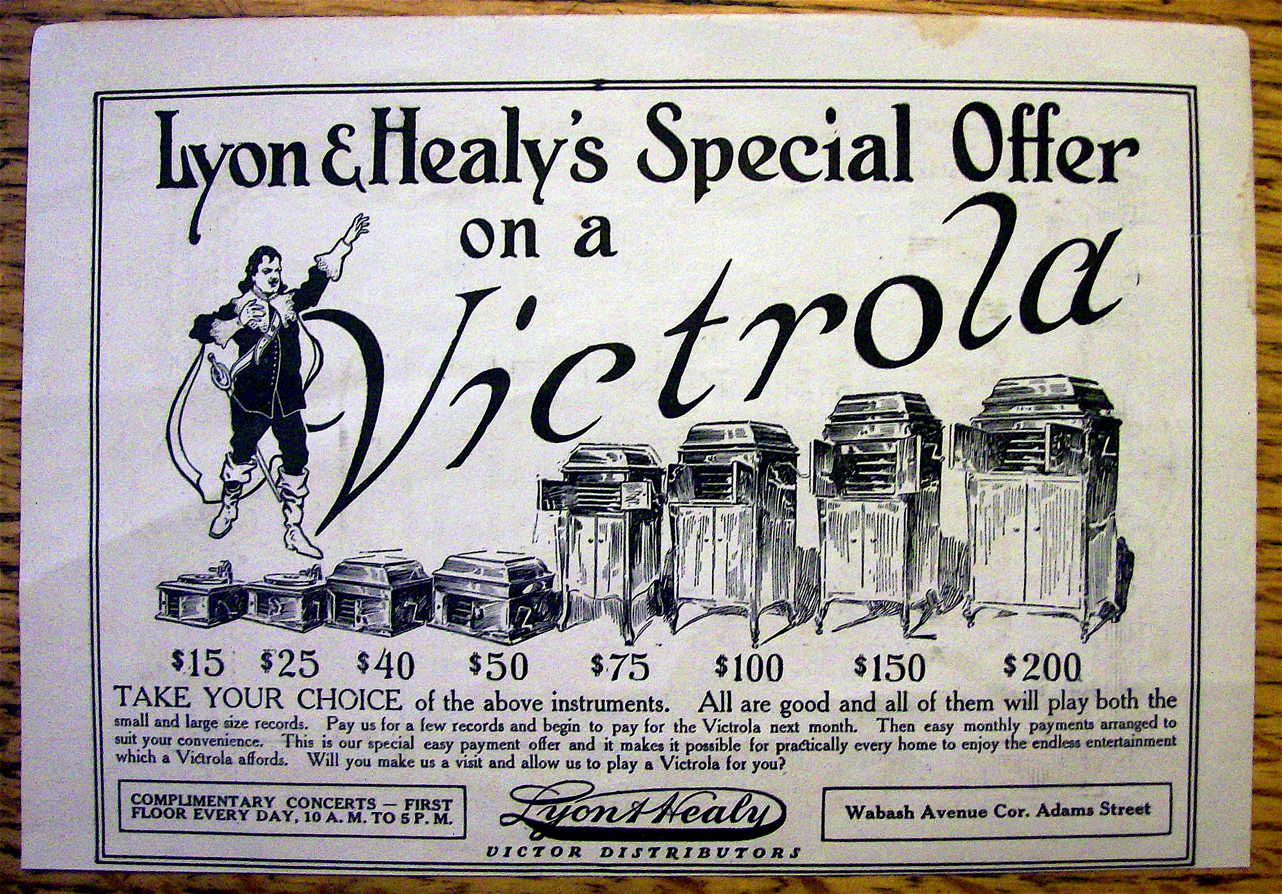 1913 Lyon & Healy's Victrola with Different Victrolas