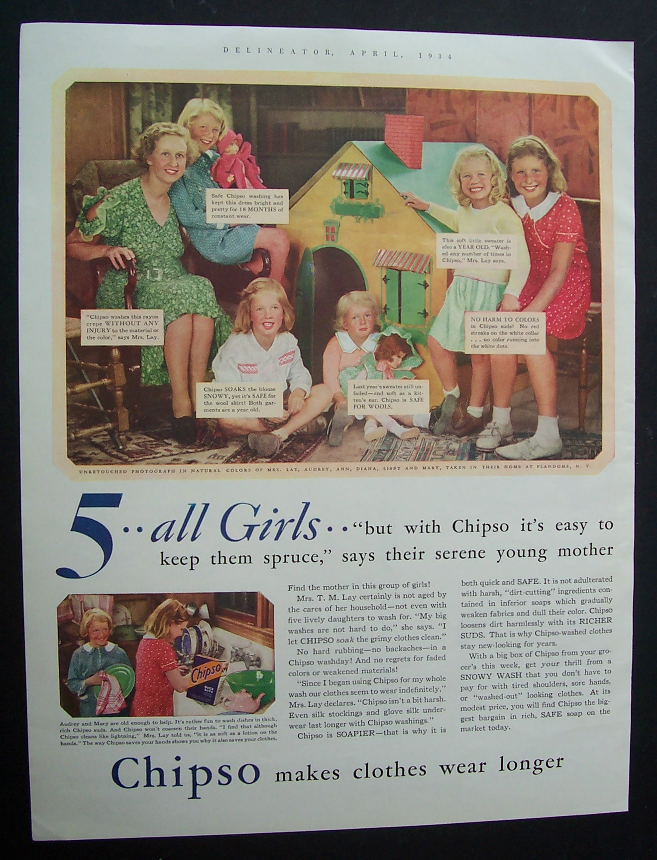1934 Chipso Quick Suds with Mother & Her Children