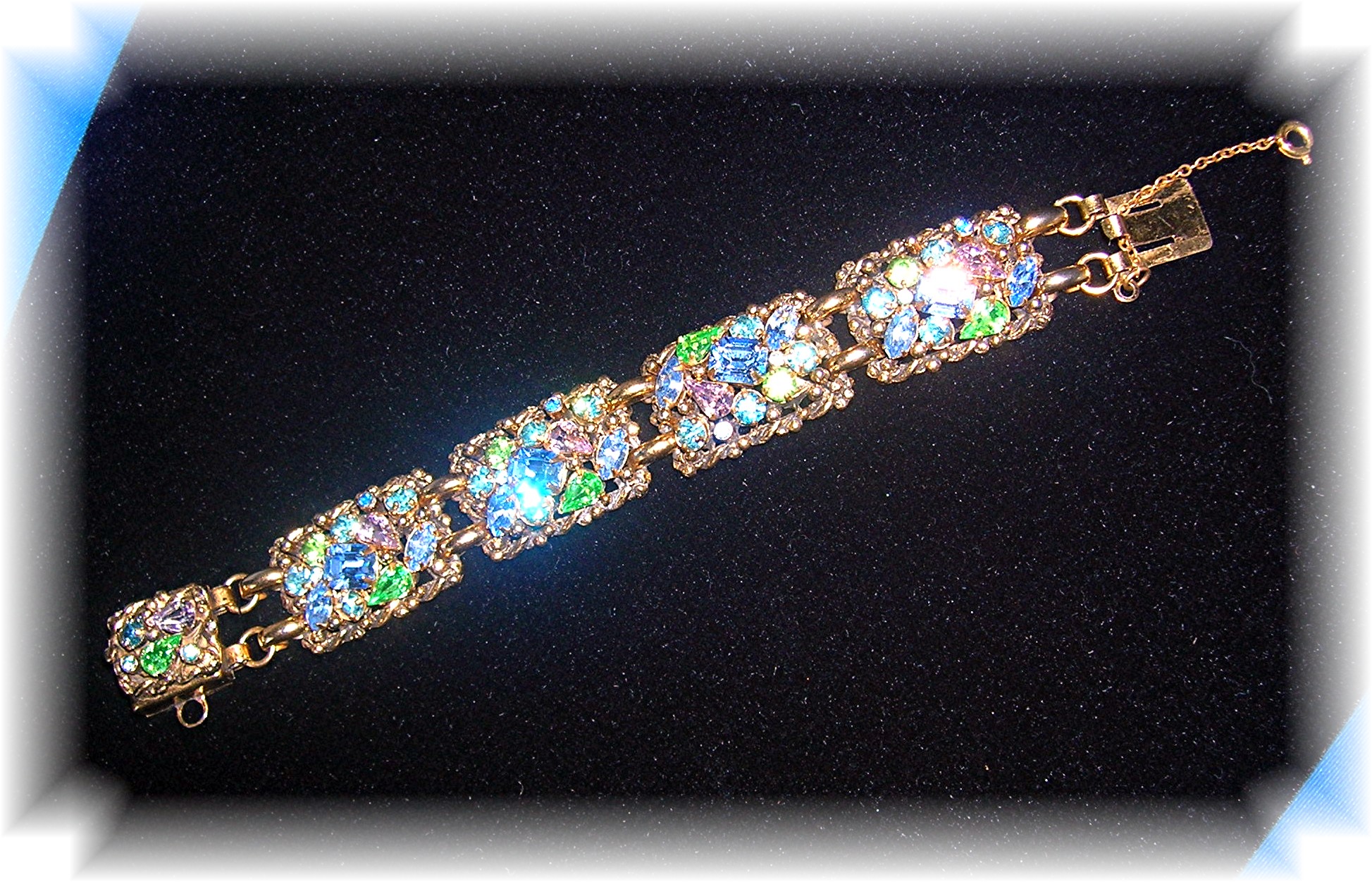 BARCLAY Signed Gold and Crystal Bracelet