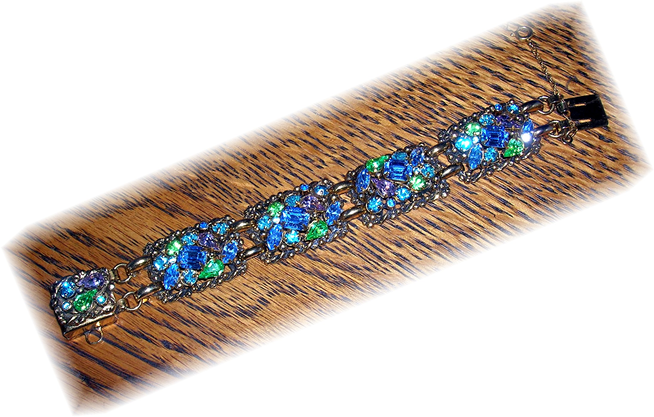 BARCLAY Signed Gold and Crystal Bracelet