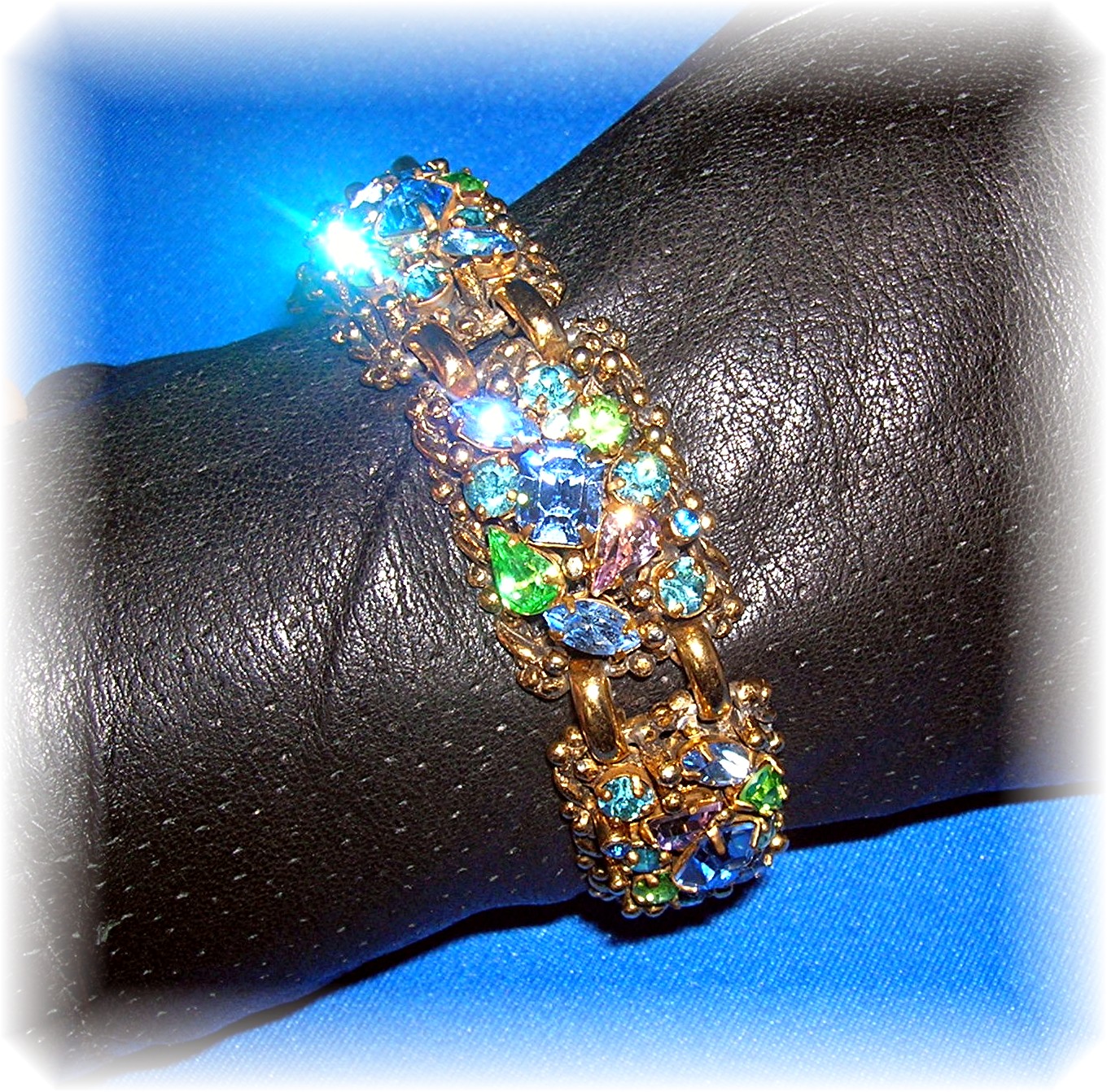 BARCLAY Signed Gold and Crystal Bracelet