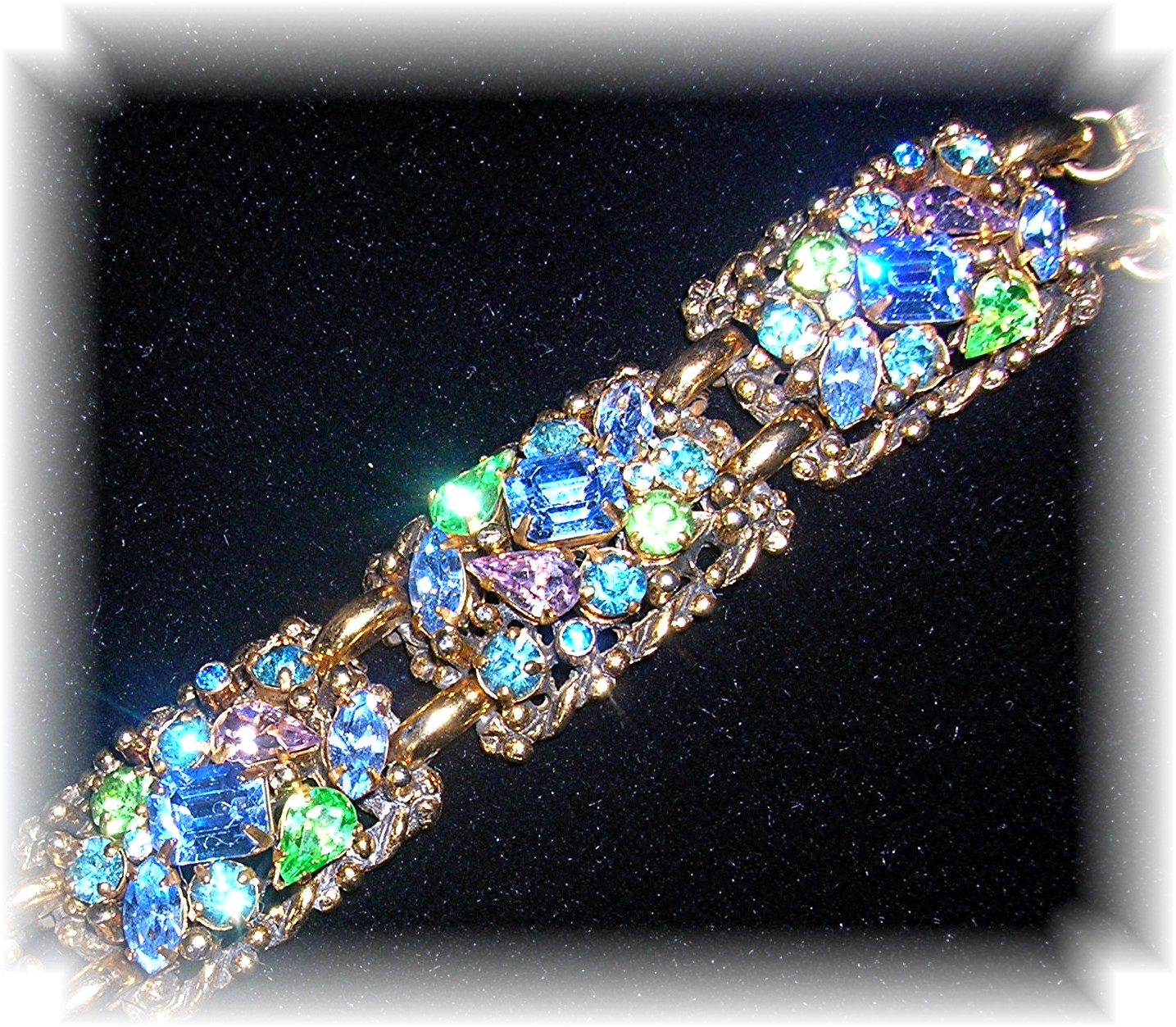 BARCLAY Signed Gold and Crystal Bracelet