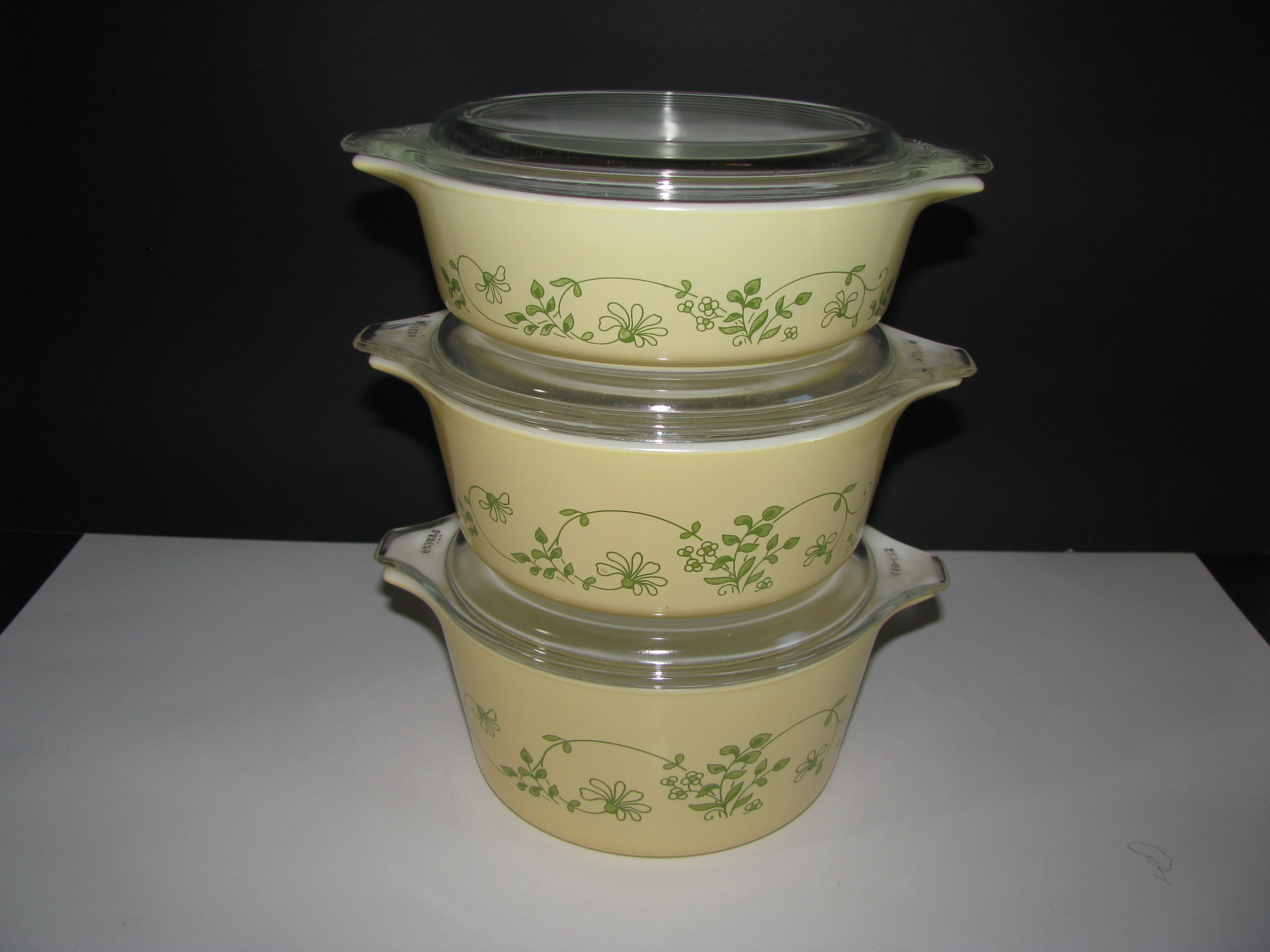 Vintage Pyrex Shenandoah 471,472,473 Casserole Dishes