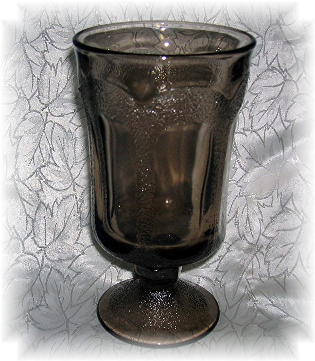 Smoked Grey Glass Footed  Water Goblet