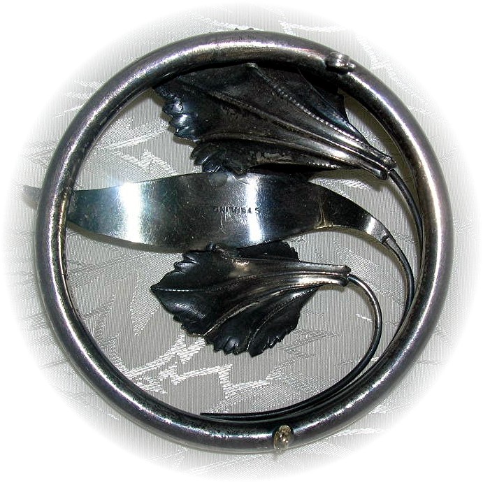 3 Inch Across Sterling Silver Lily Brooch