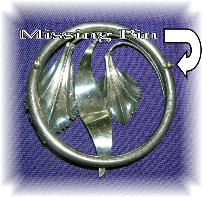 3 Inch Across Sterling Silver Lily Brooch