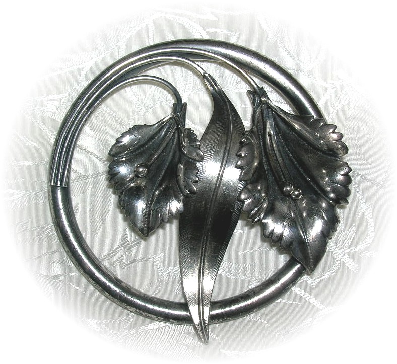 3 Inch Across Sterling Silver Lily Brooch