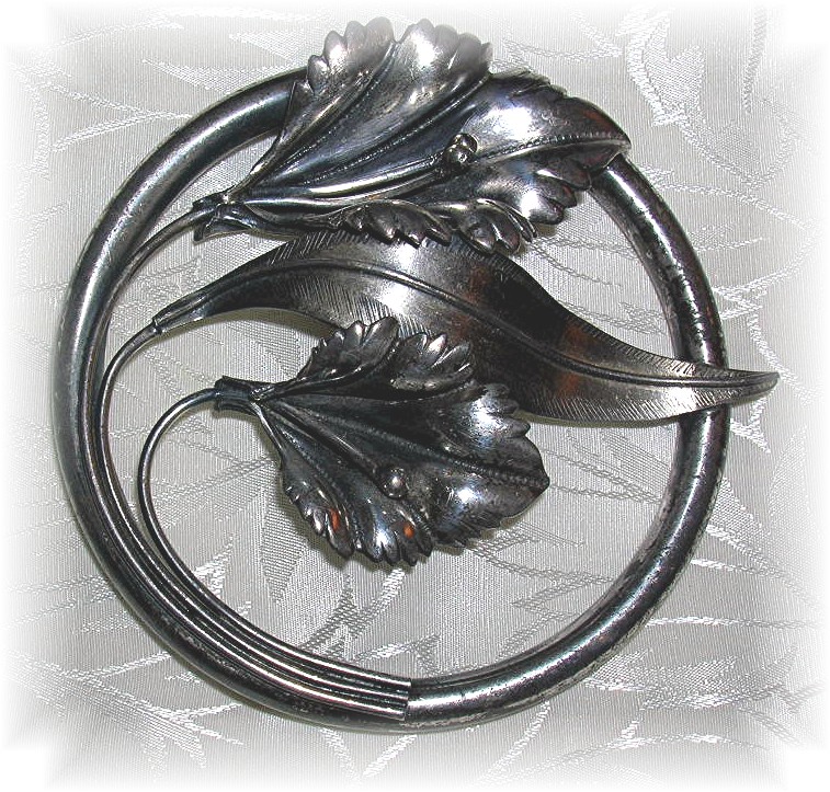 3 Inch Across Sterling Silver Lily Brooch