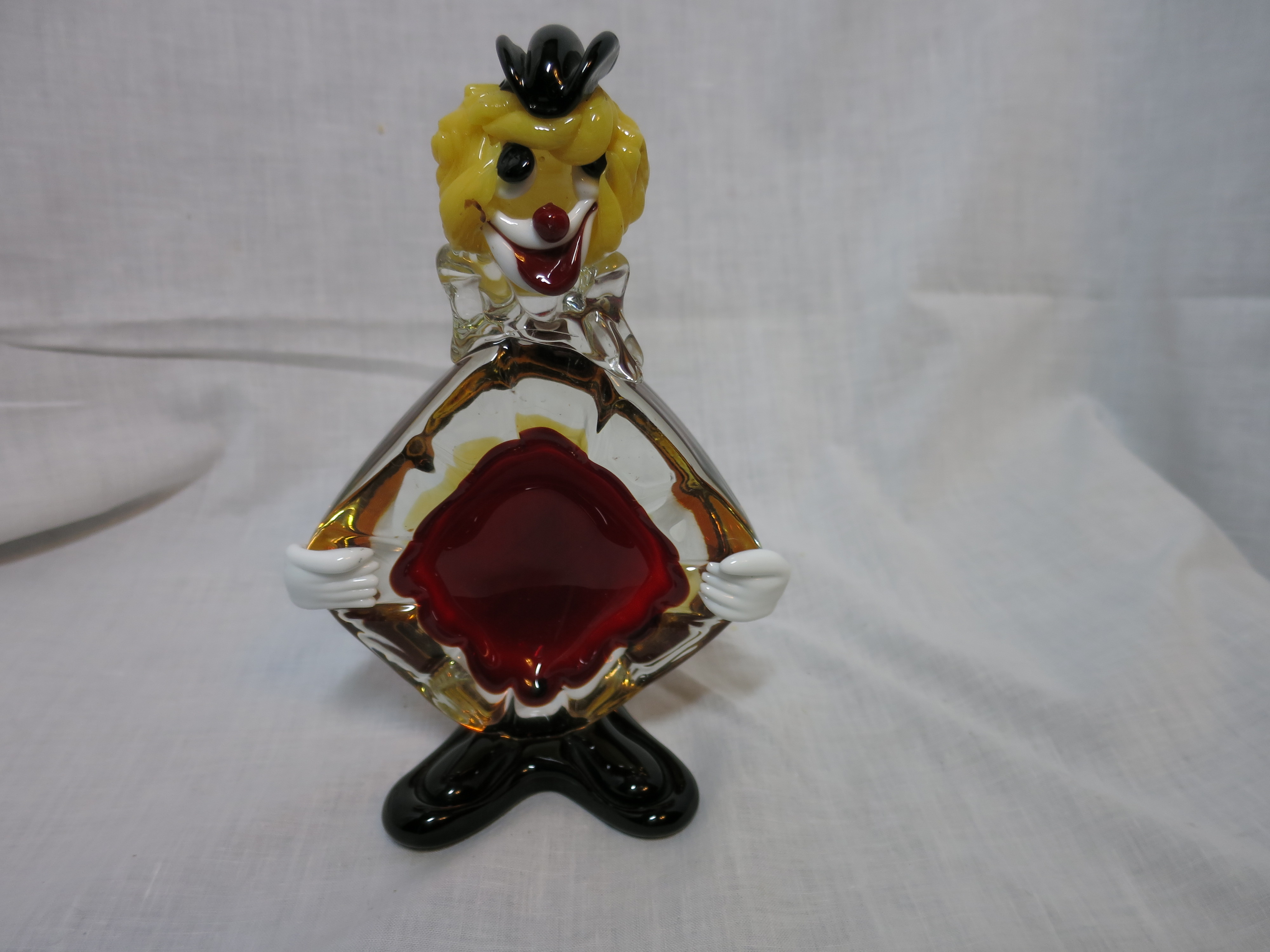 Murano Clown Ashtray Italy Blown Glass