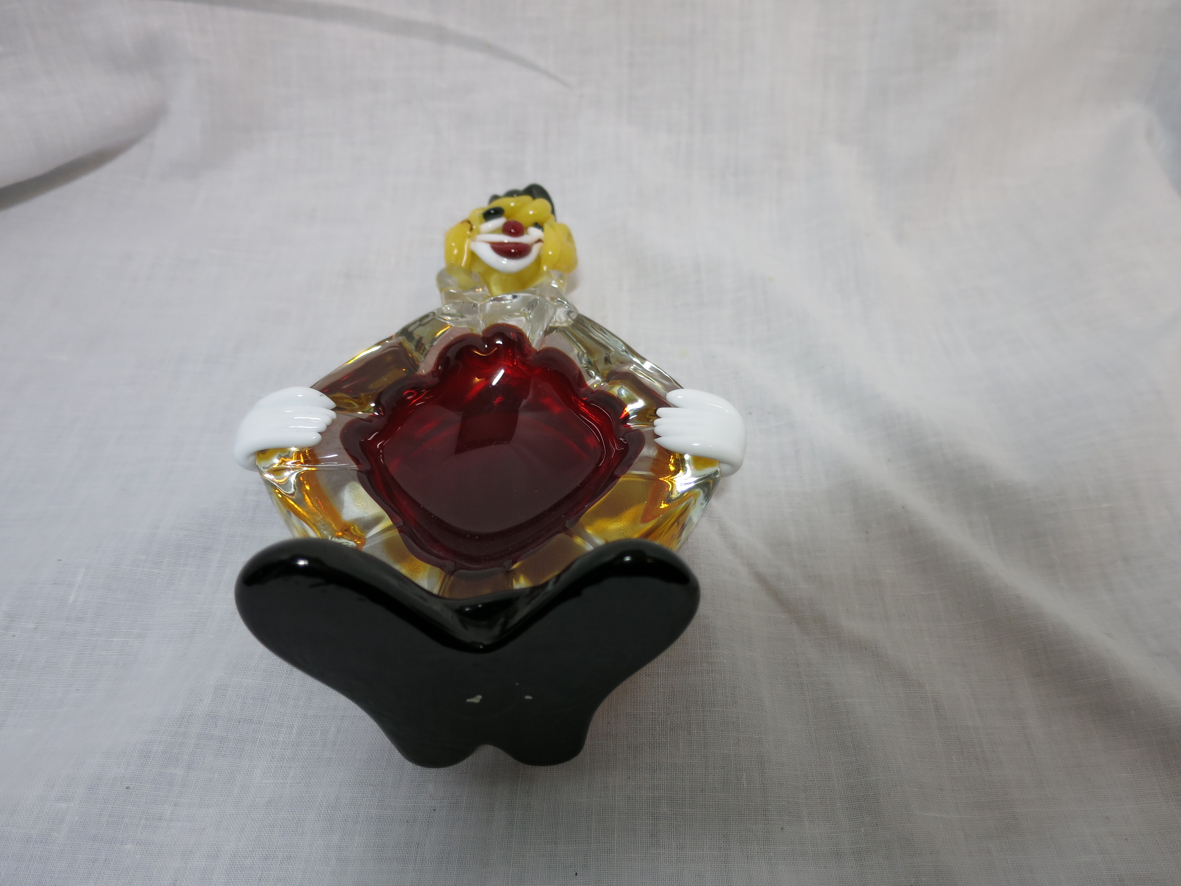 Murano Clown Ashtray Italy Blown Glass
