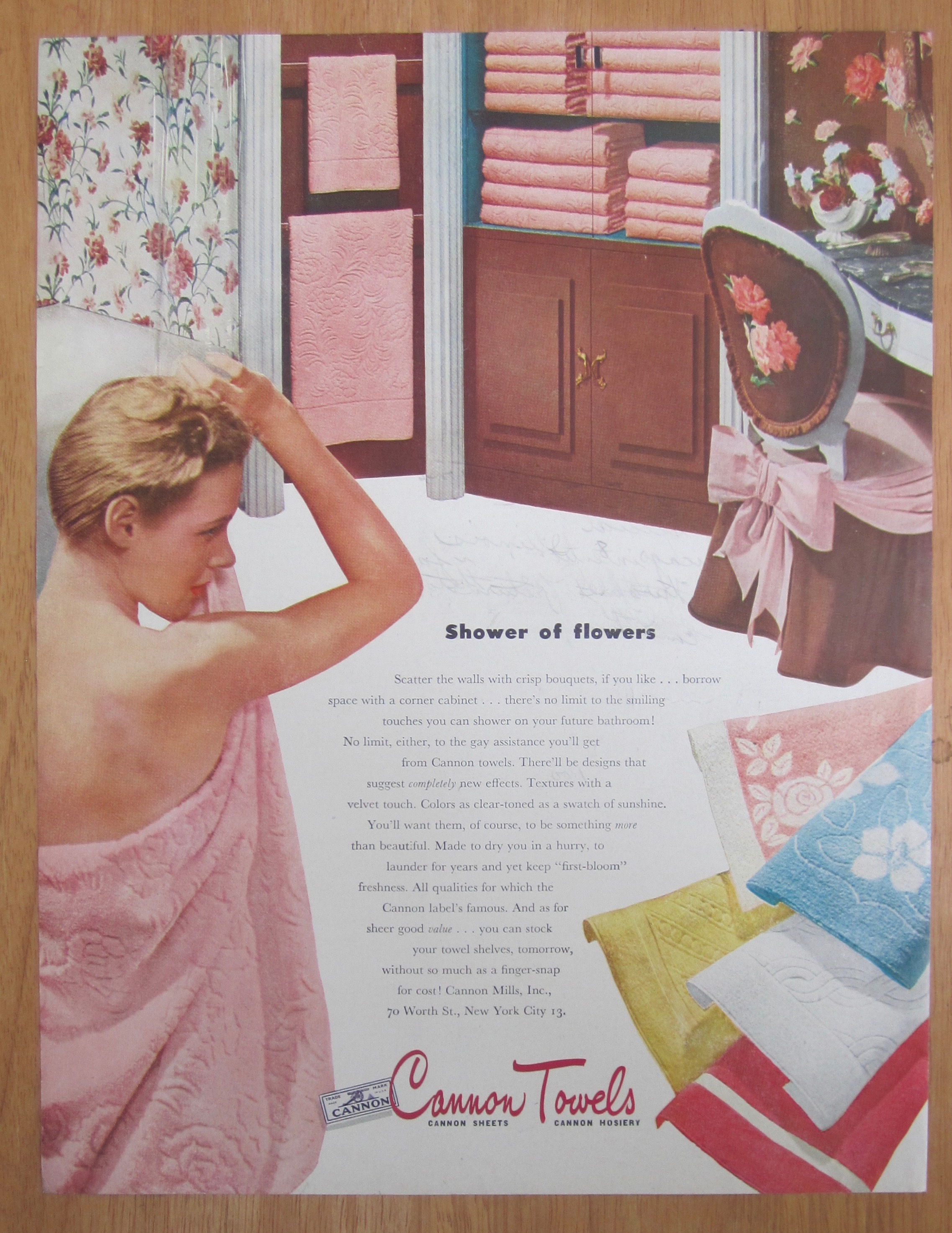 1945 Cannon Towels with Woman Wrapped in Towel