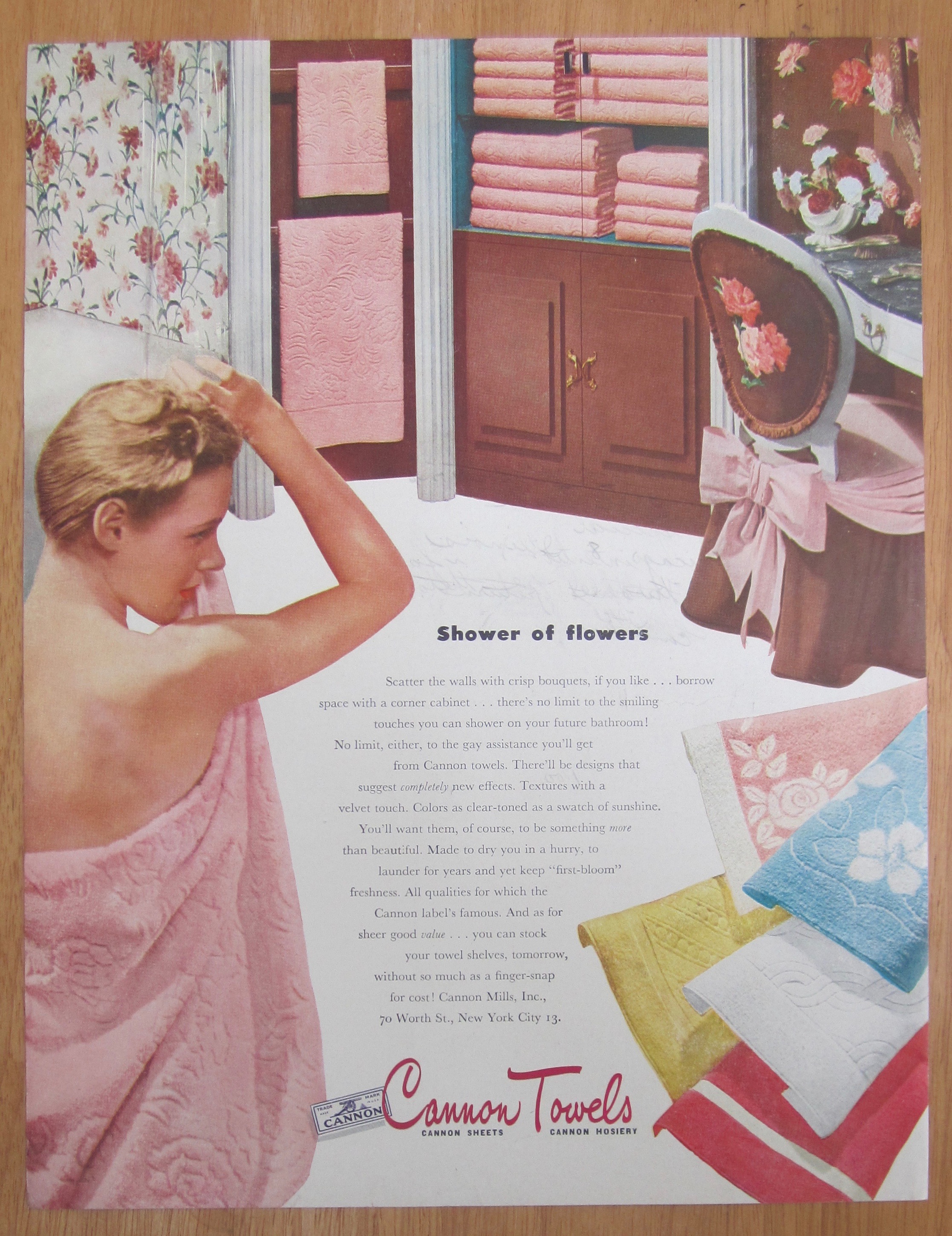 1945 Cannon Towels with Woman Wrapped in Towel