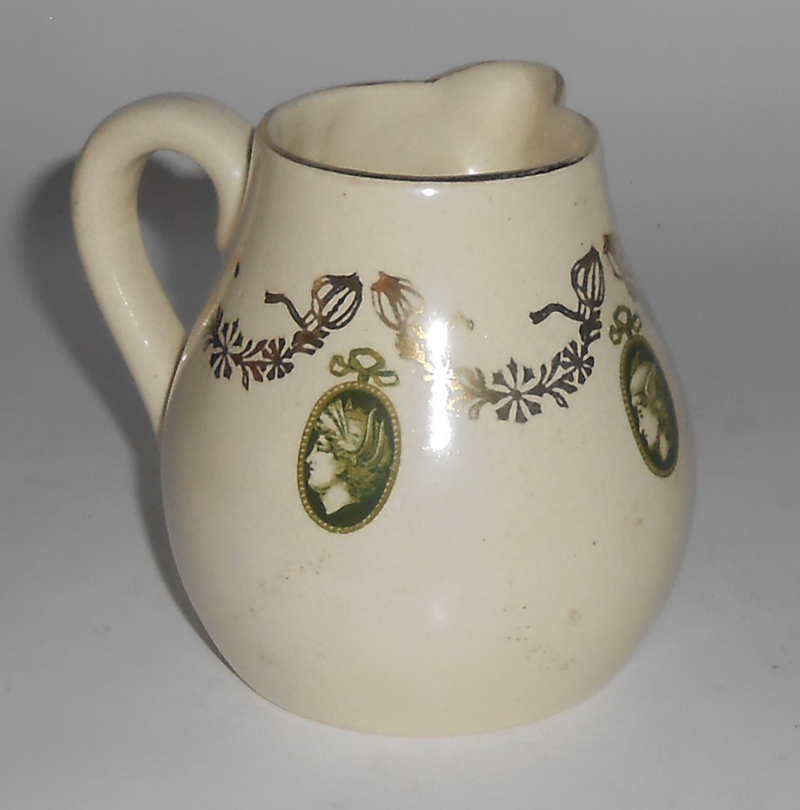 Roseville Art Pottery Early Medallion Side Pour Creamer