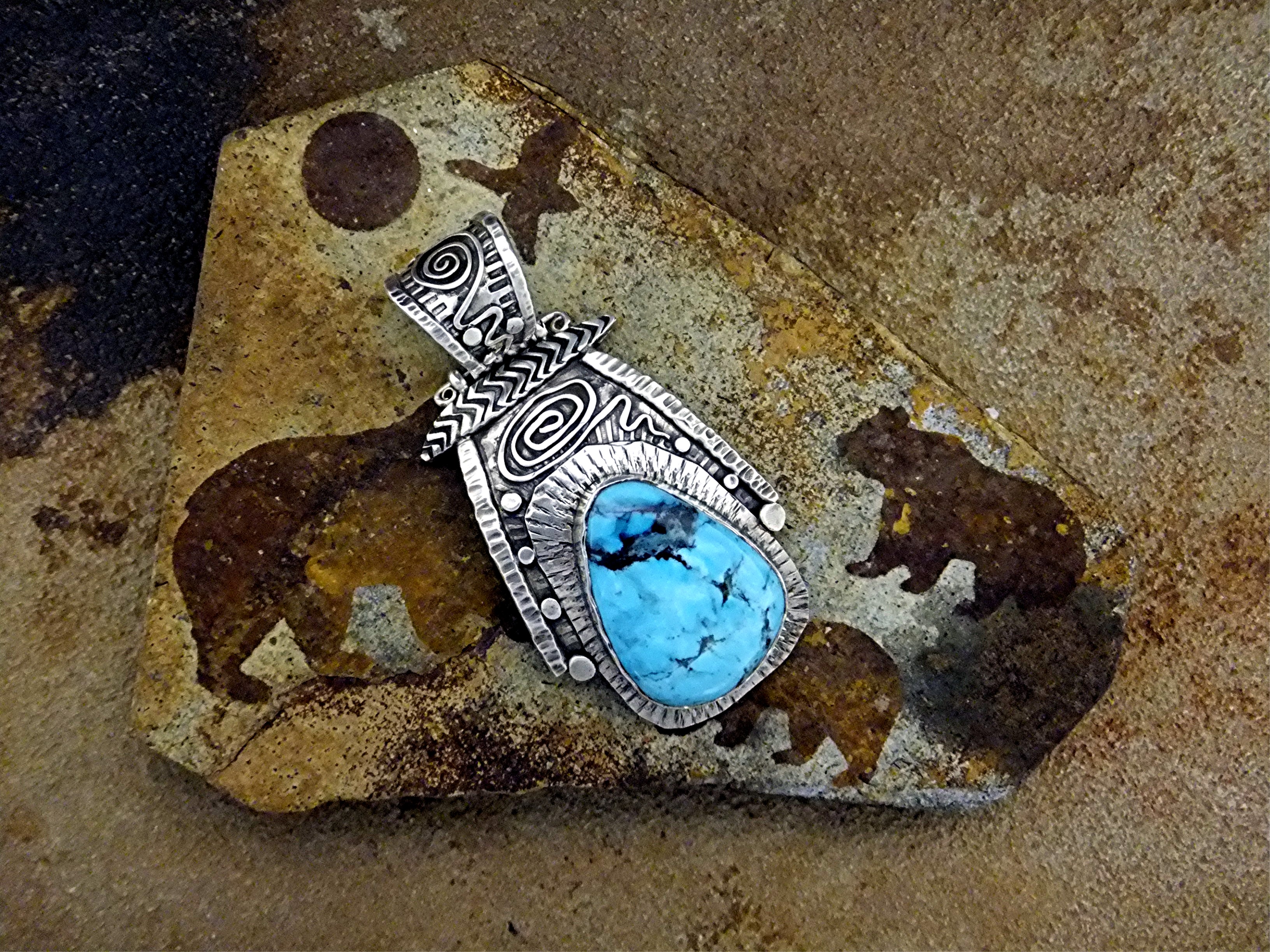 David Troutman  Turquoise Sterling Silver  Pendant