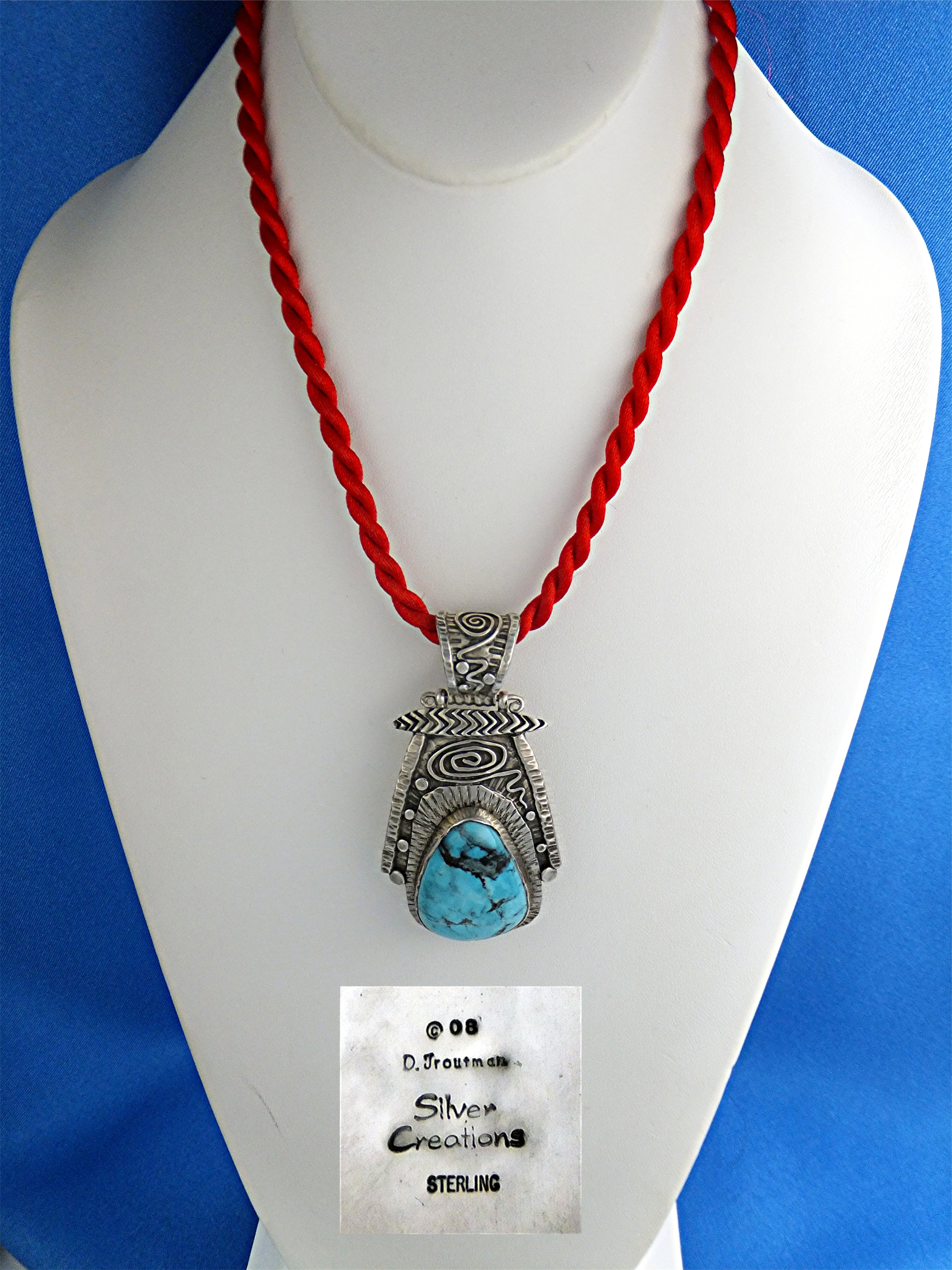 David Troutman  Turquoise Sterling Silver  Pendant