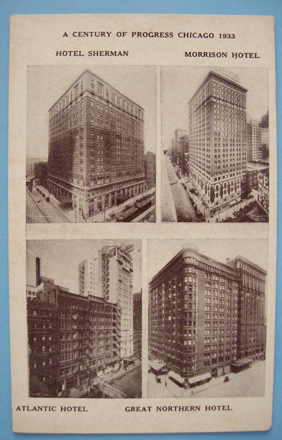 1933 Century Of Progress Hotels Postcard