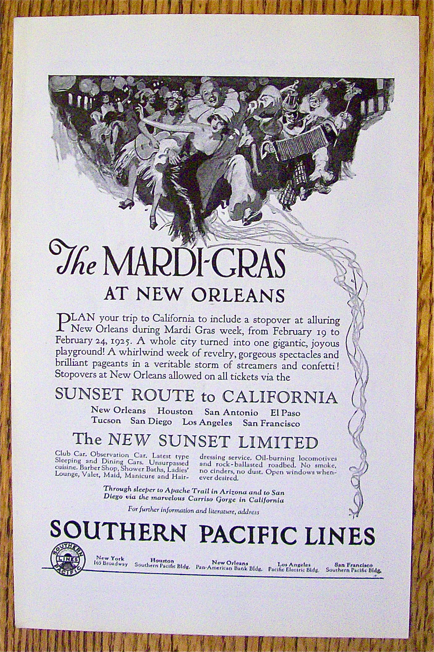 1925 Southern Pacific Lines w/Mardi Gras At New Orleans