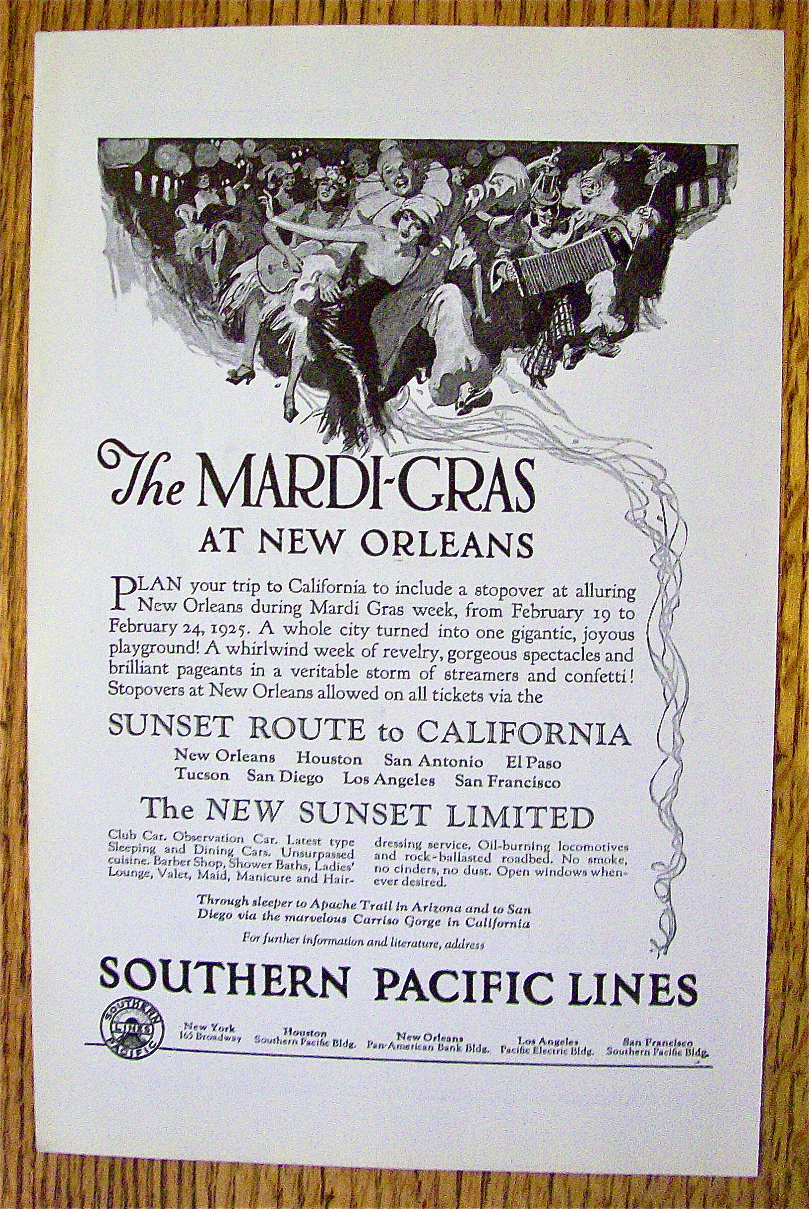 1925 Southern Pacific Lines w/Mardi Gras At New Orleans