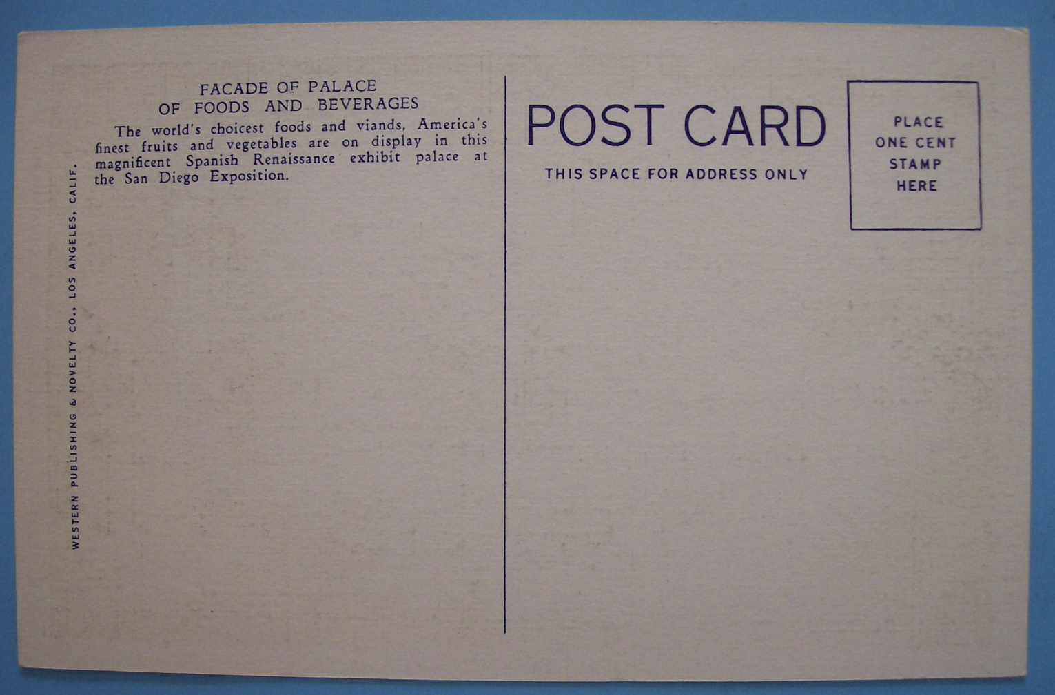 1935 California Pacific Expo Palace Of Foods Postcard