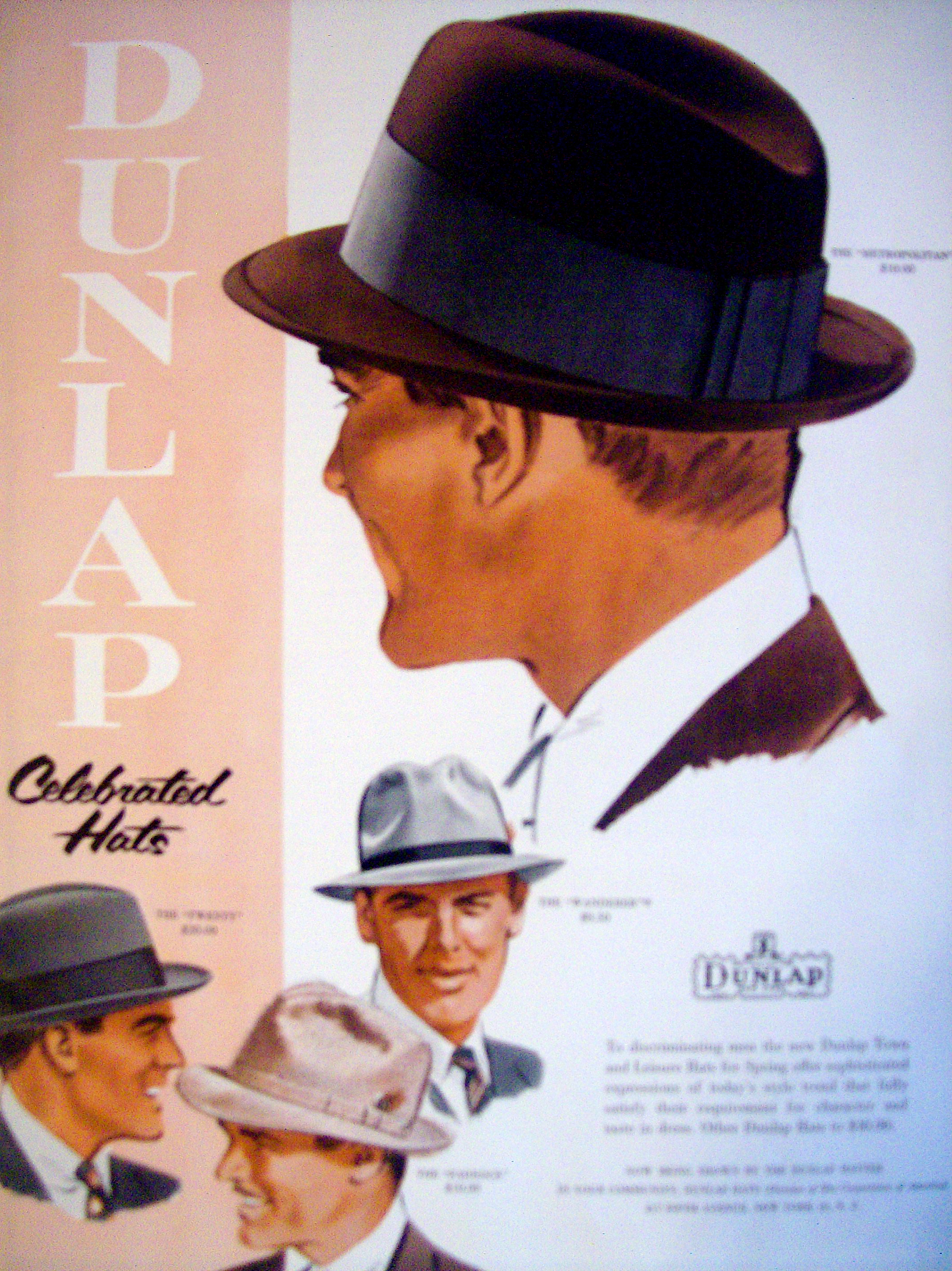 1955 Dunlap Hats with Man Wearing Wanderer Hat
