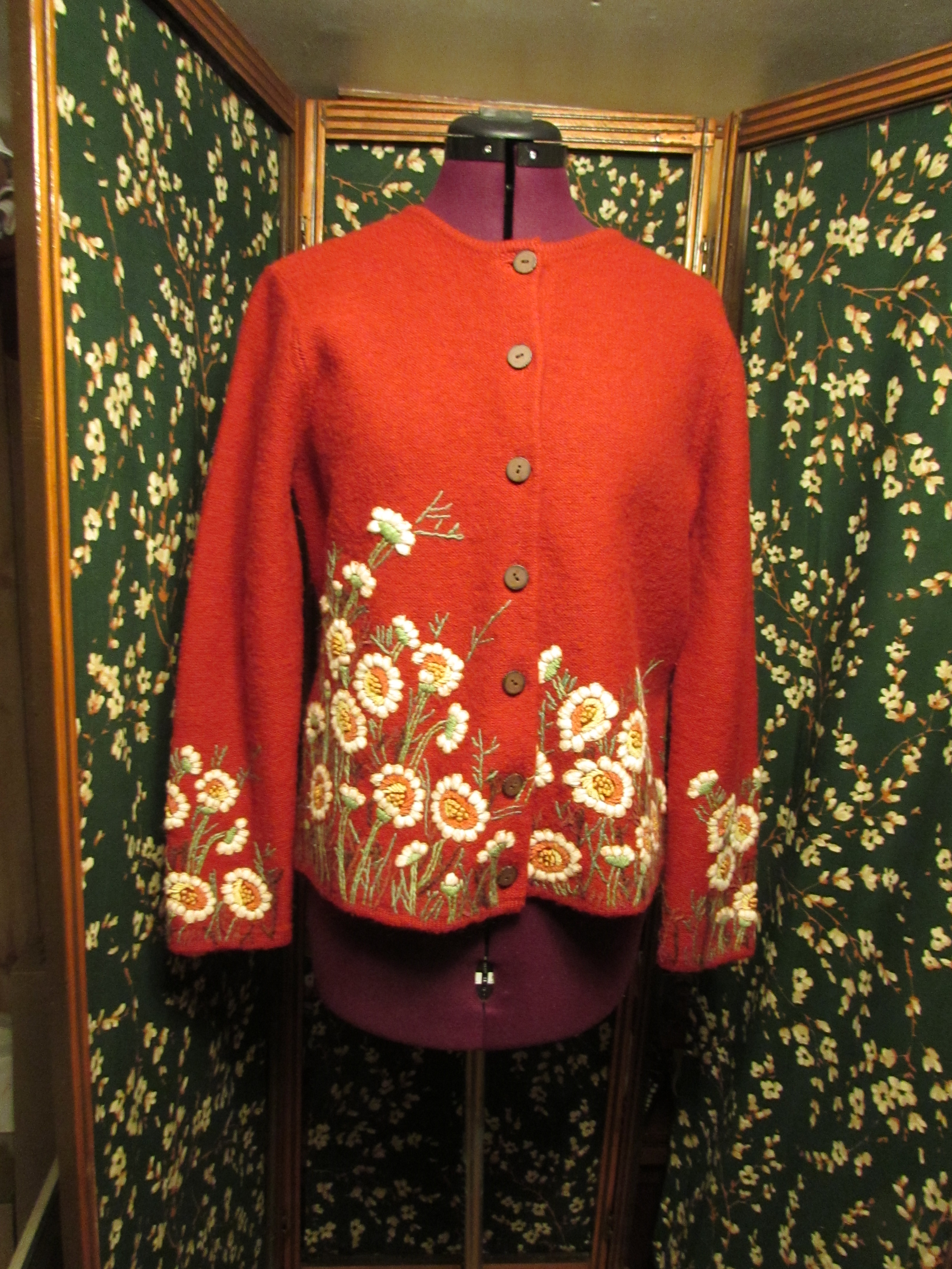 Deborah Ann Burnham Sweater XL Hand made Hand Painted