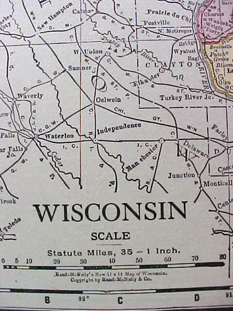 Antique Map Wisconsin 1916 Rand McNally
