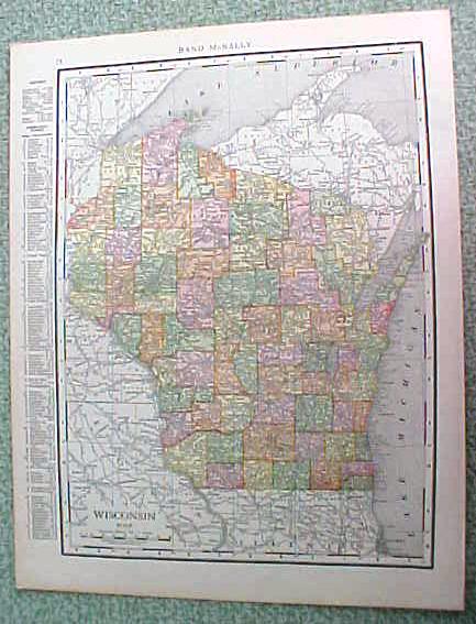 Antique Map Wisconsin 1916 Rand McNally