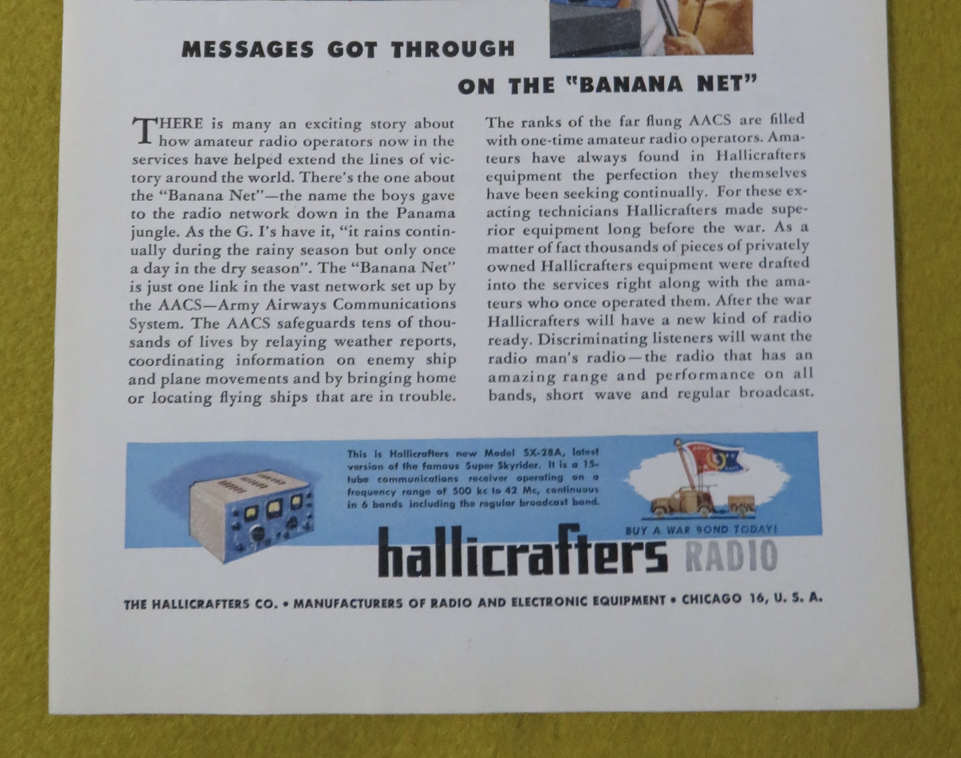 1945 Hallicrafters Radio with Messages Got Through
