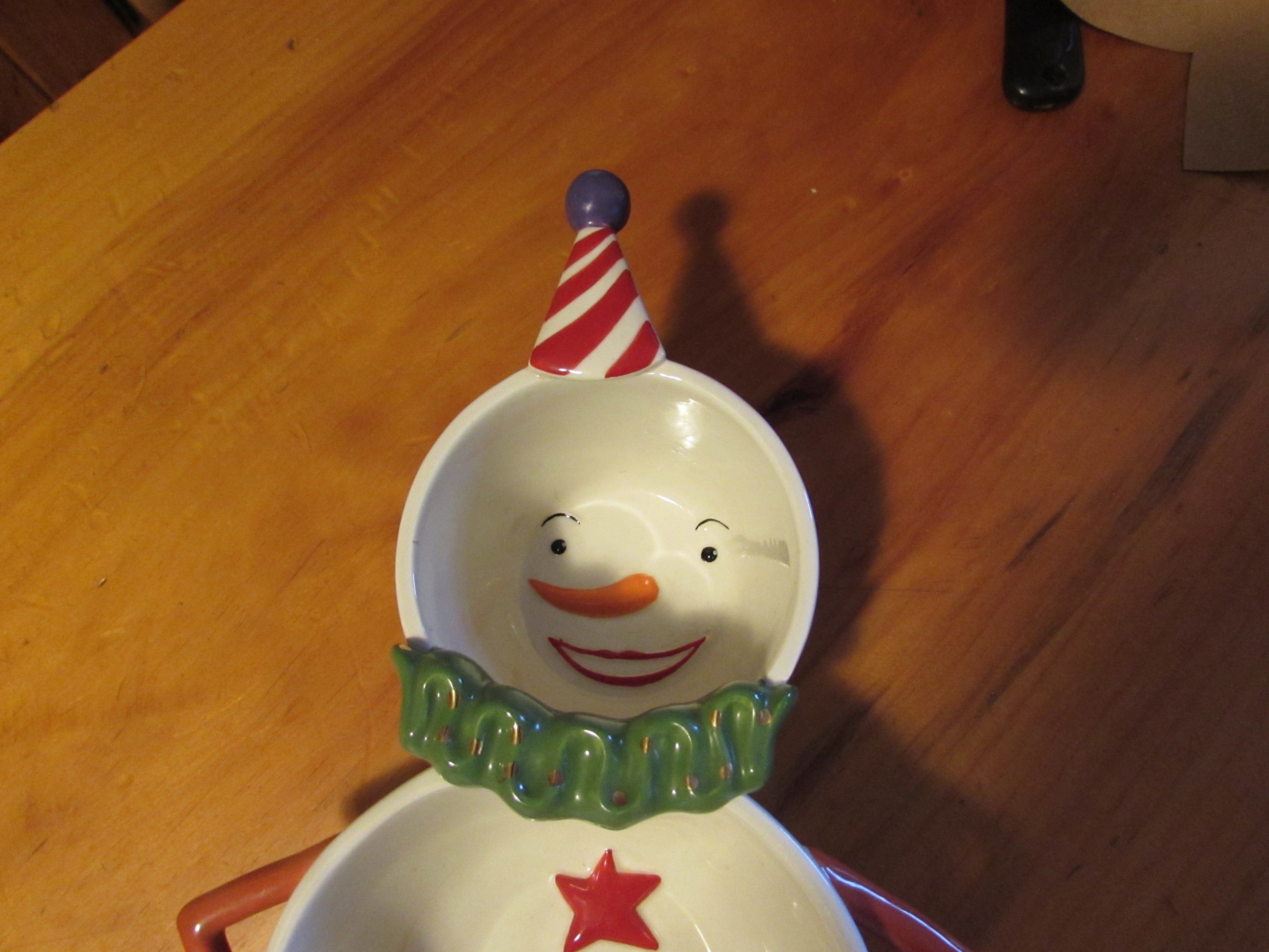 Department 56 Clown SNOWMAN 3 Piece Snack Dish Set