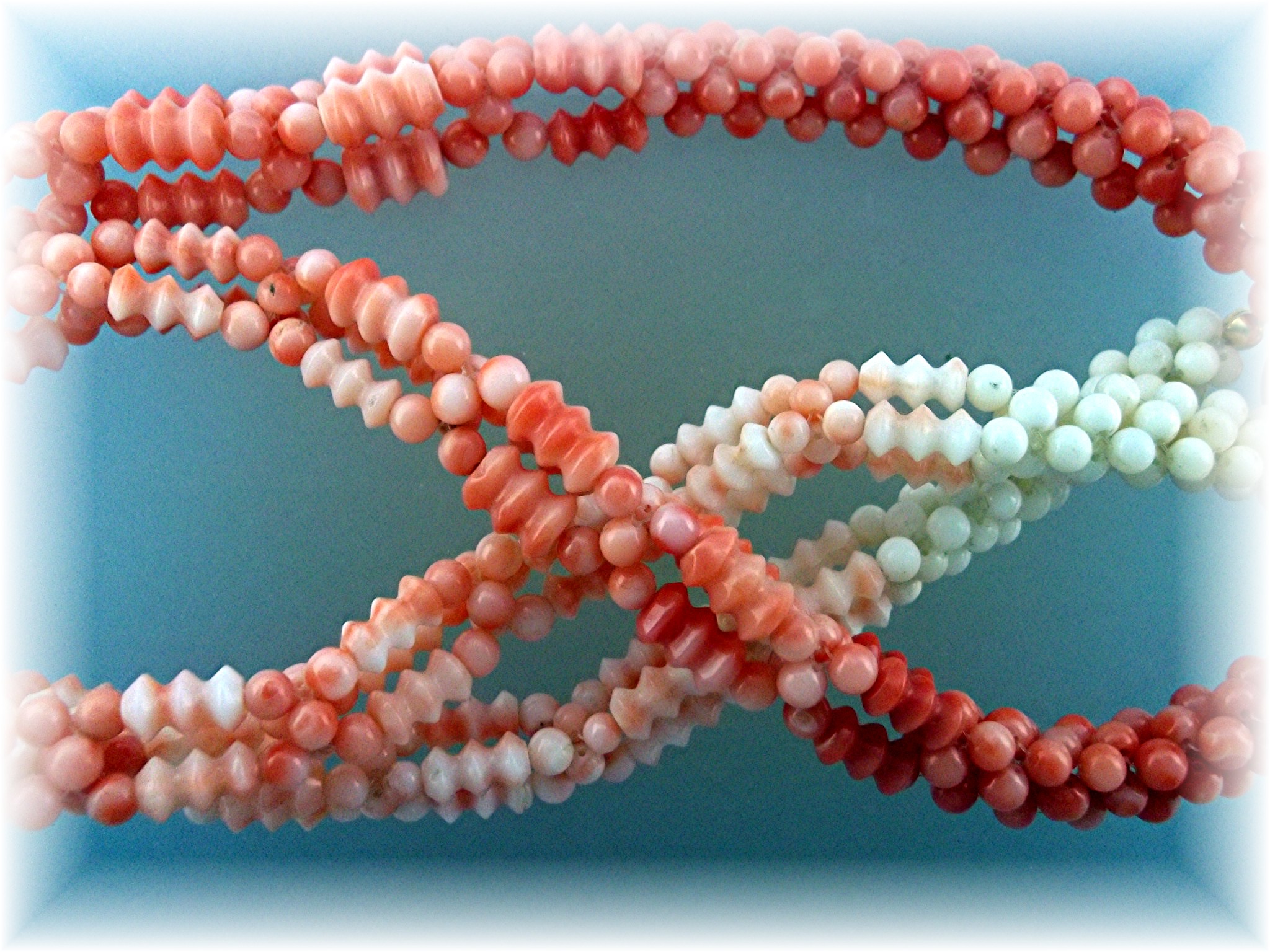 Necklace Cream Pale Pink 4mm Twisted Coral