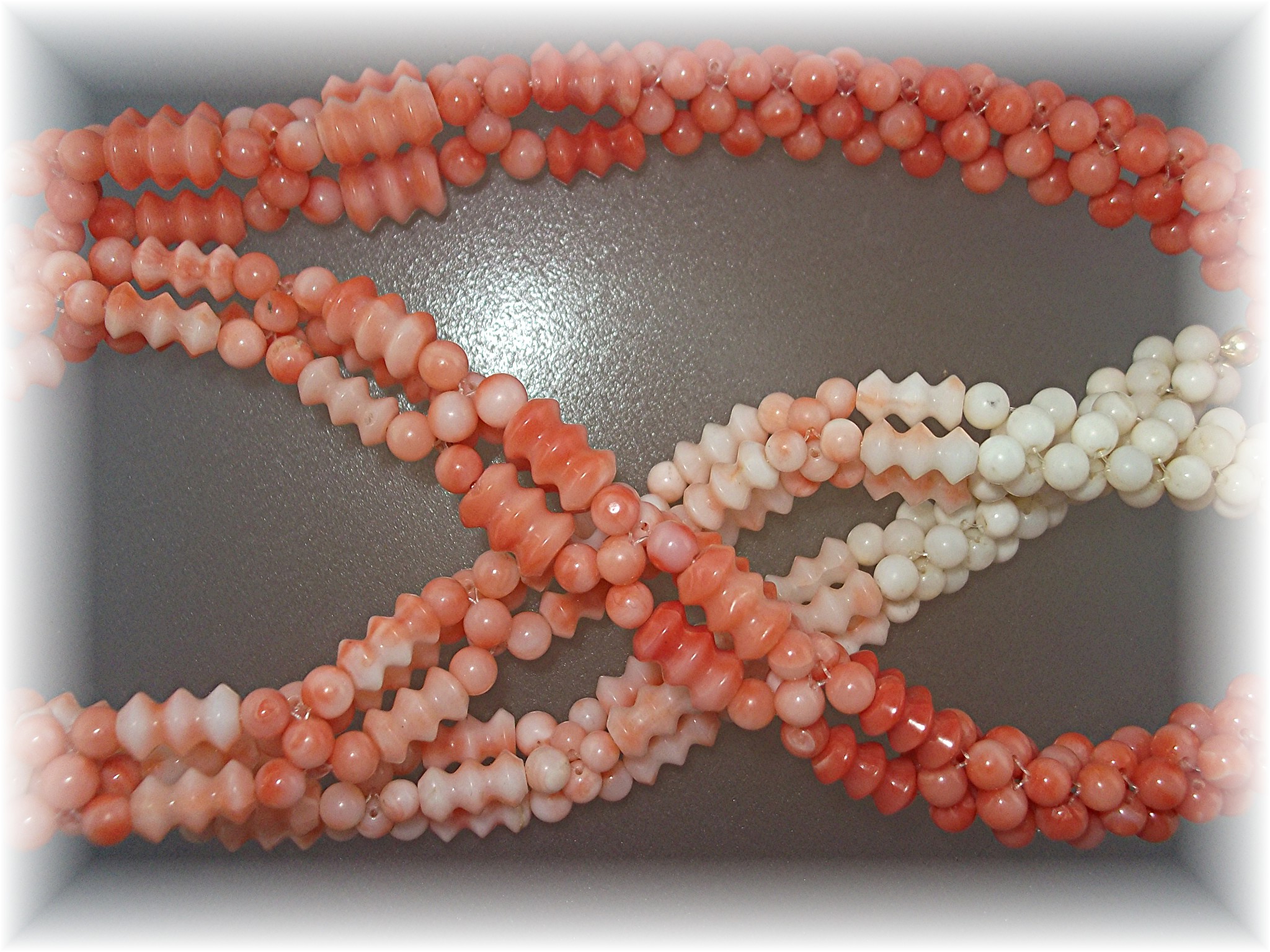 Necklace Cream Pale Pink 4mm Twisted Coral