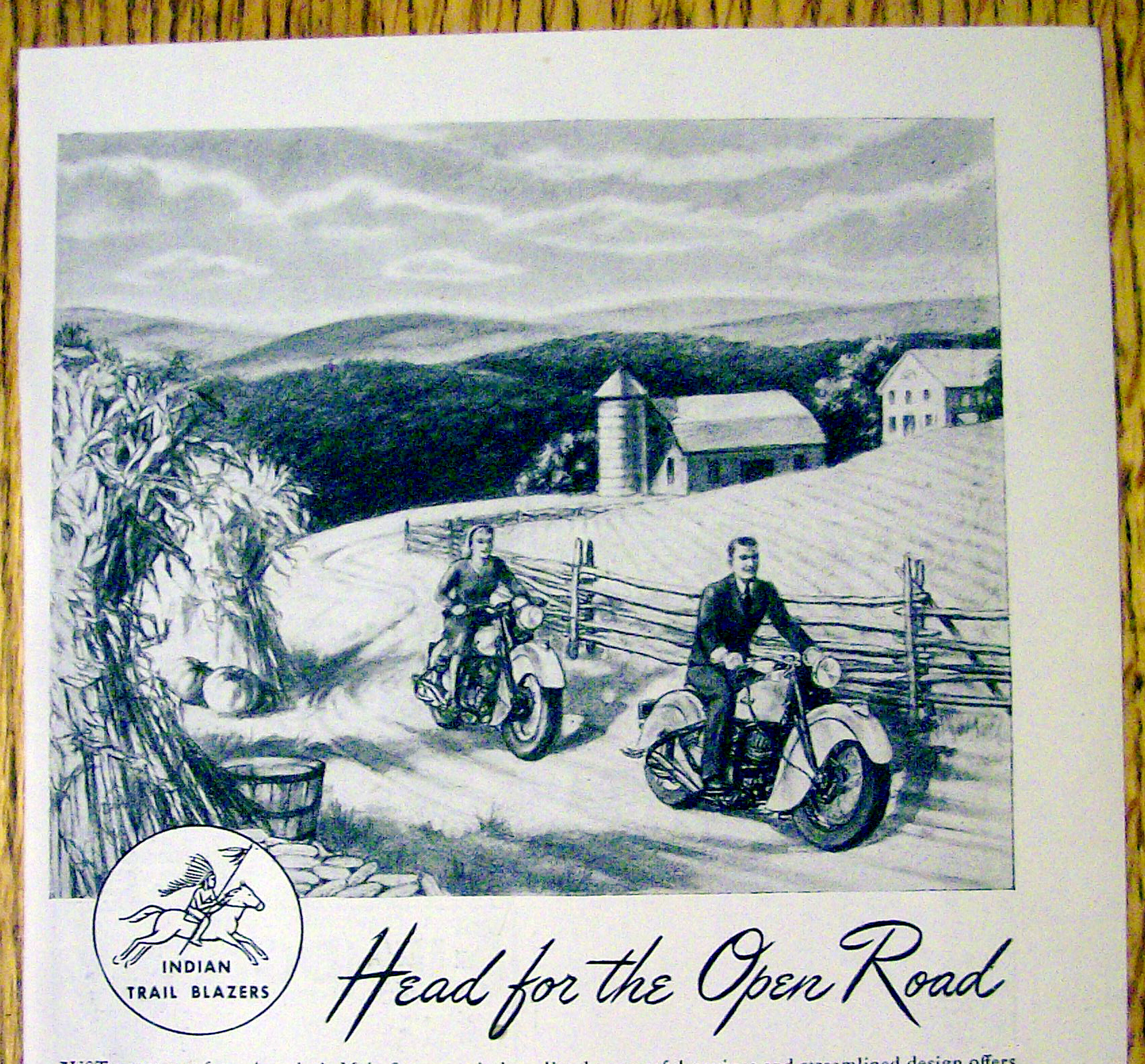 1944 Indian Motorcycle with Head For The Open Road