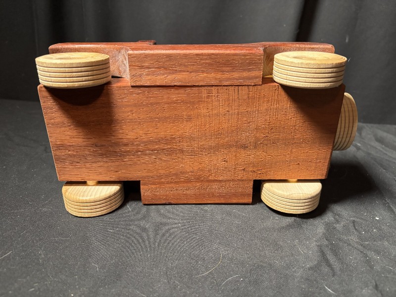 Handcrafted Wooden Toy Jeep Wrangler Safari Car Model Folk Art Display⁠