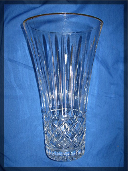 Crystal Flower Vase with Gold rim