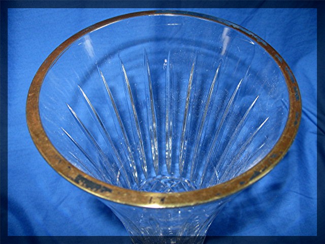 Crystal Flower Vase with Gold rim