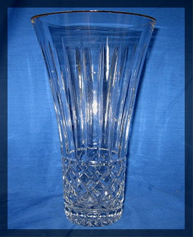 Crystal Flower Vase with Gold rim