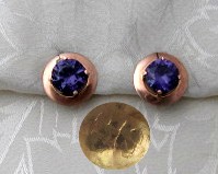 Earrings 10K European Rose  Gold 6ct Amethyst Clip