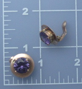 Earrings 10K European Rose  Gold 6ct Amethyst Clip