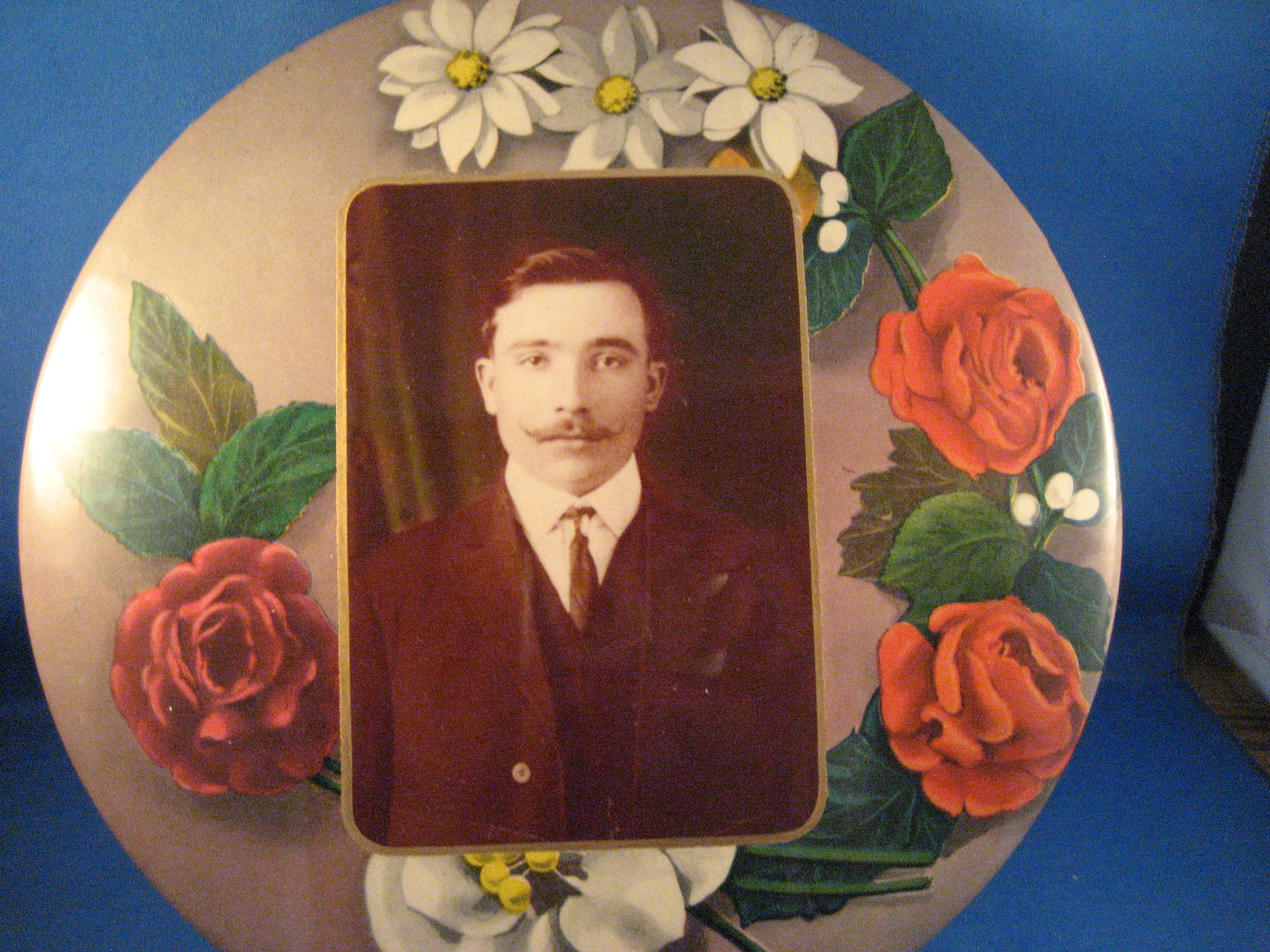 Rose Frame Tin Type Picture of a Man