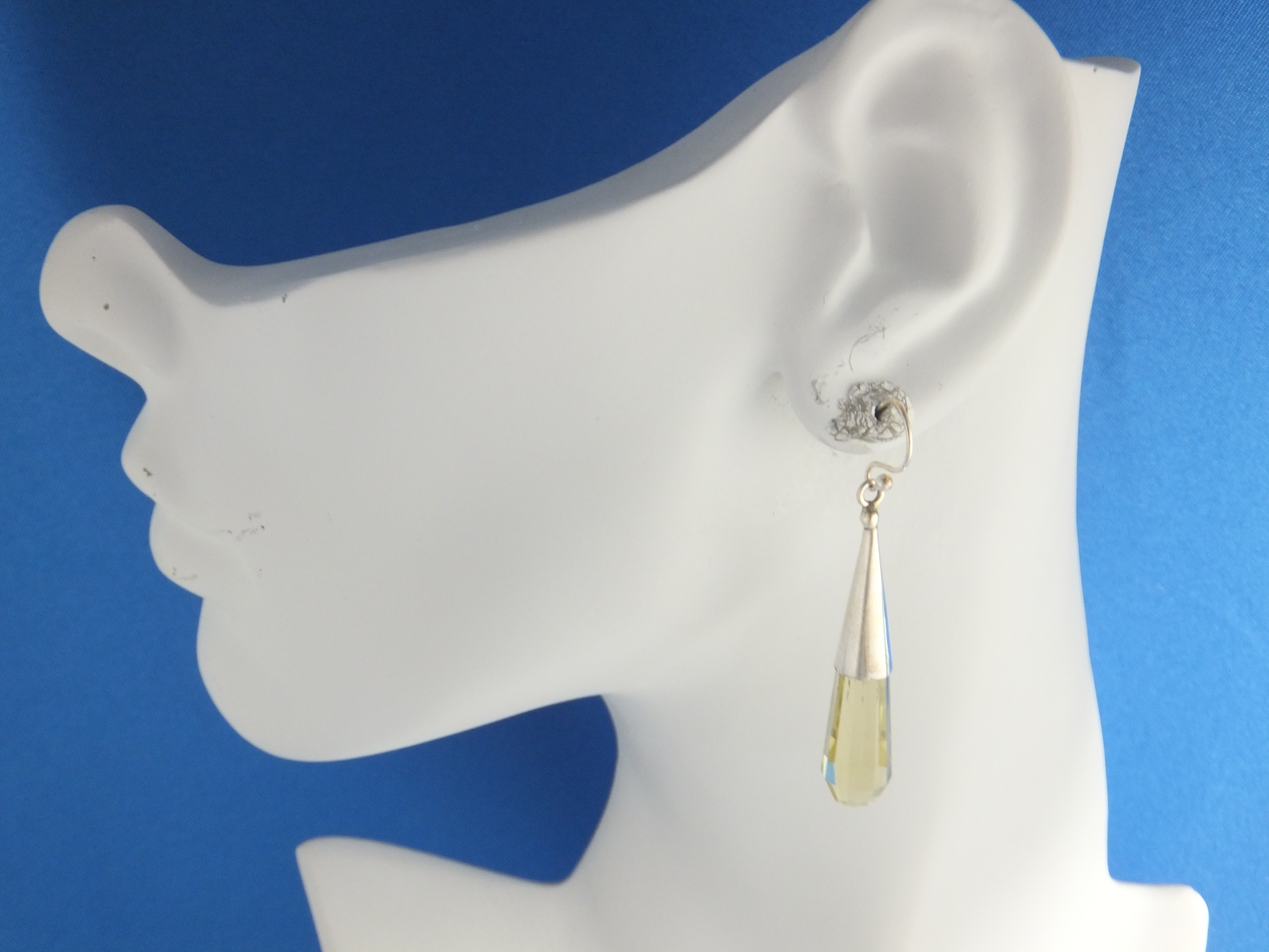 Earrings Sterling Silver Citrine Glass Shepherd Hook