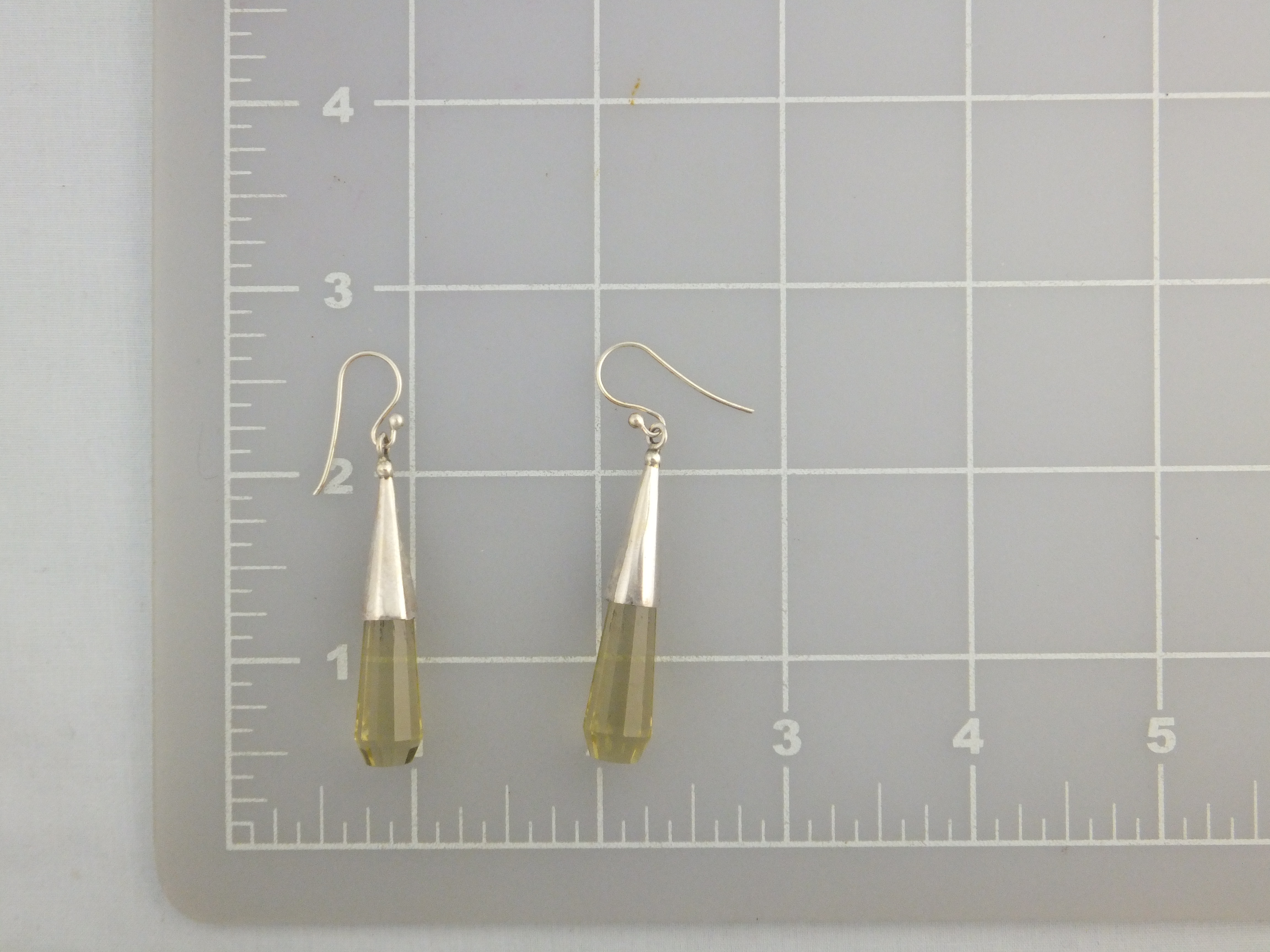 Earrings Sterling Silver Citrine Glass Shepherd Hook