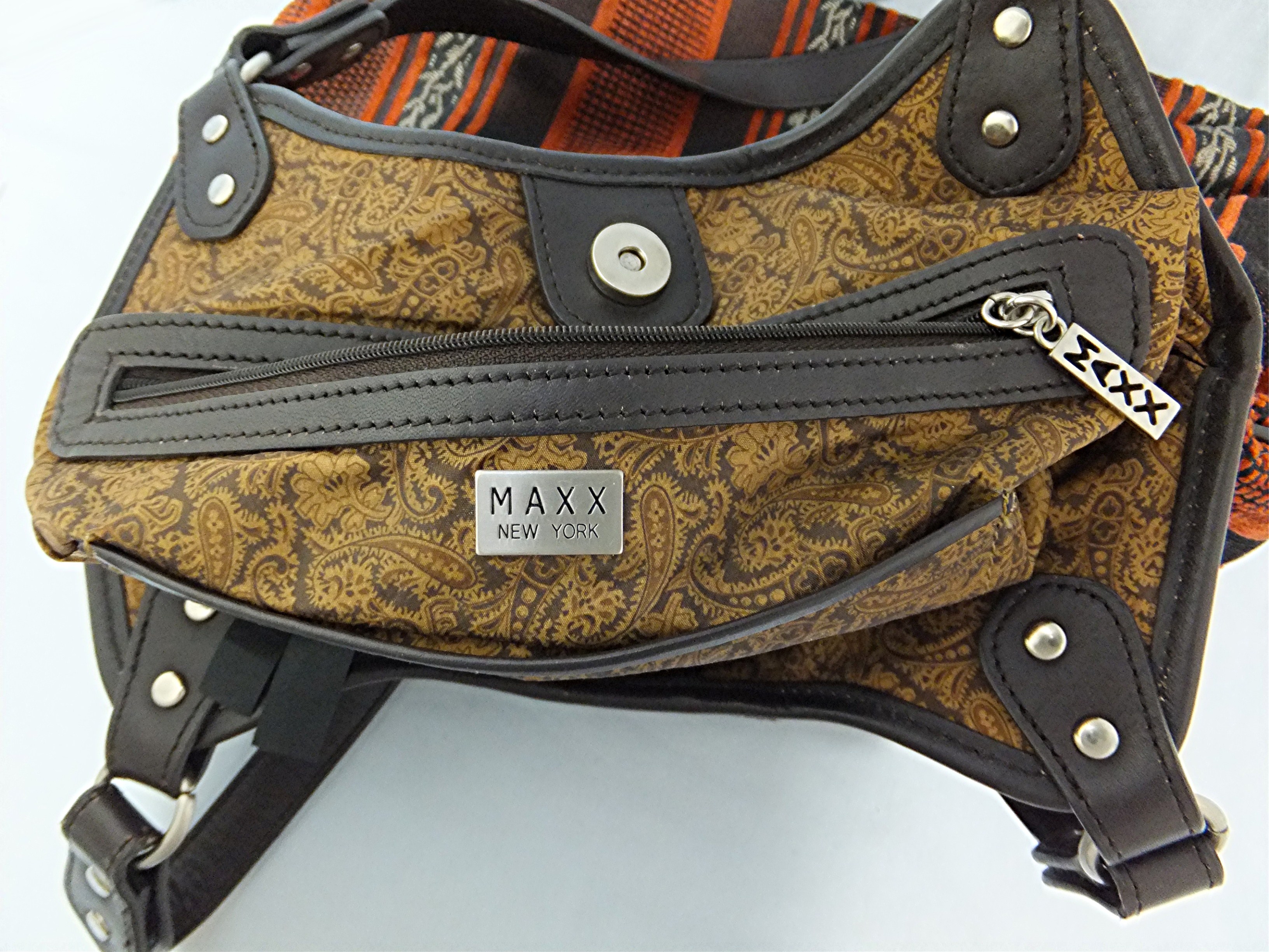 Bag Maxx New York Fabric Leather trim Tote