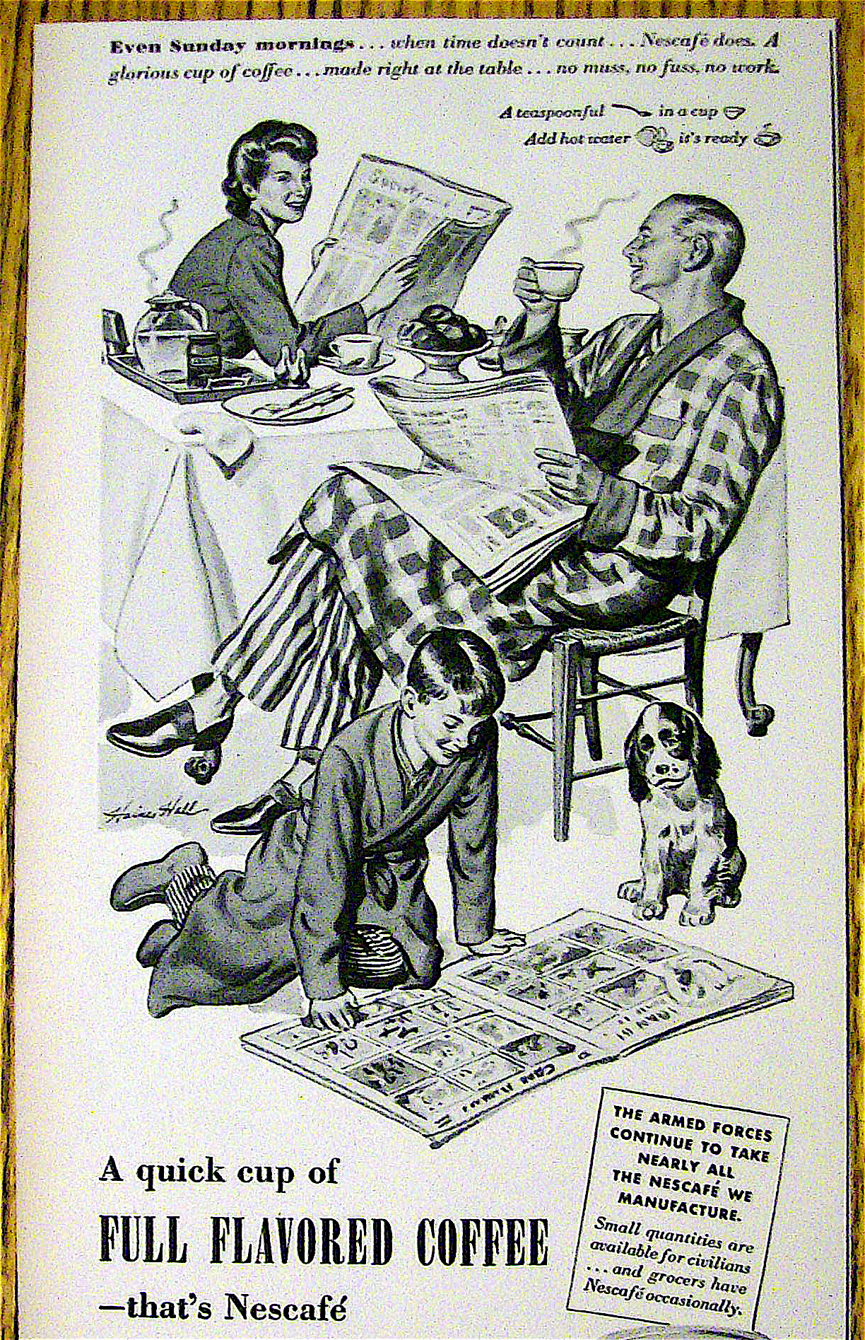 1944 Nescafe Coffee with Man & Woman Enjoying Coffee