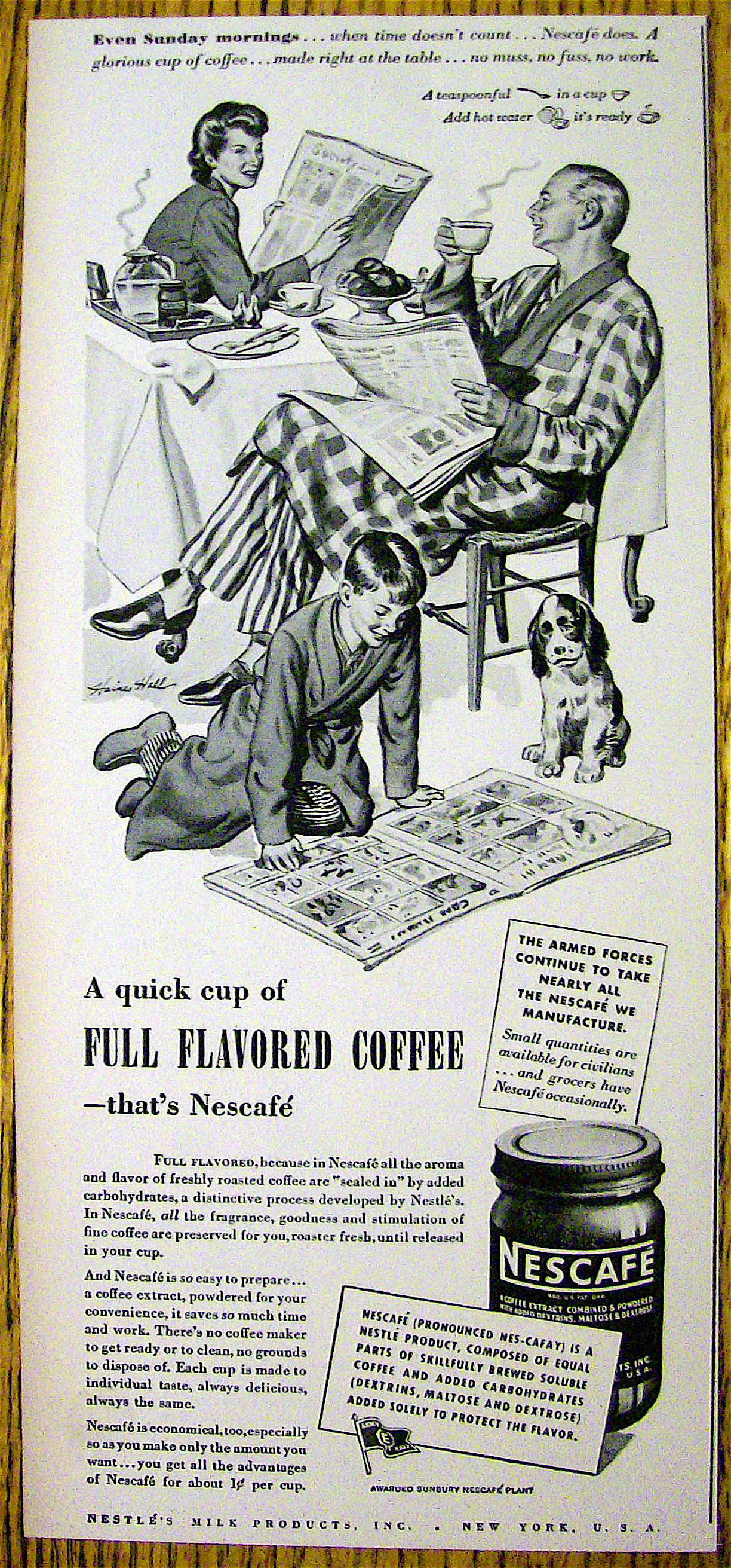 1944 Nescafe Coffee with Man & Woman Enjoying Coffee