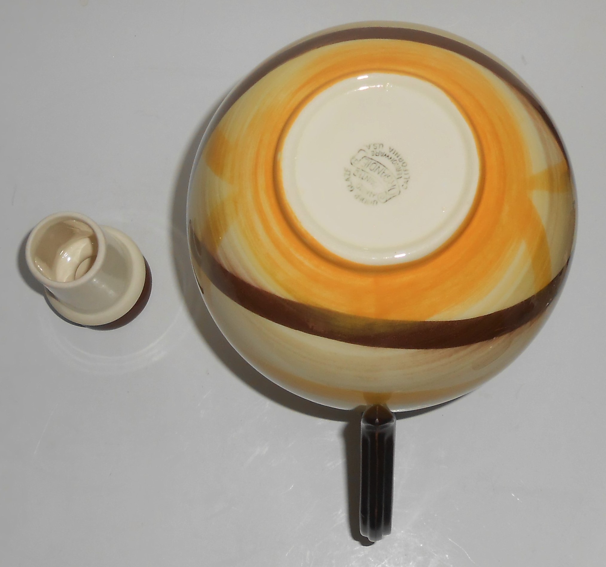 Vernon Kilns Pottery Organdie Carafe w/Cap