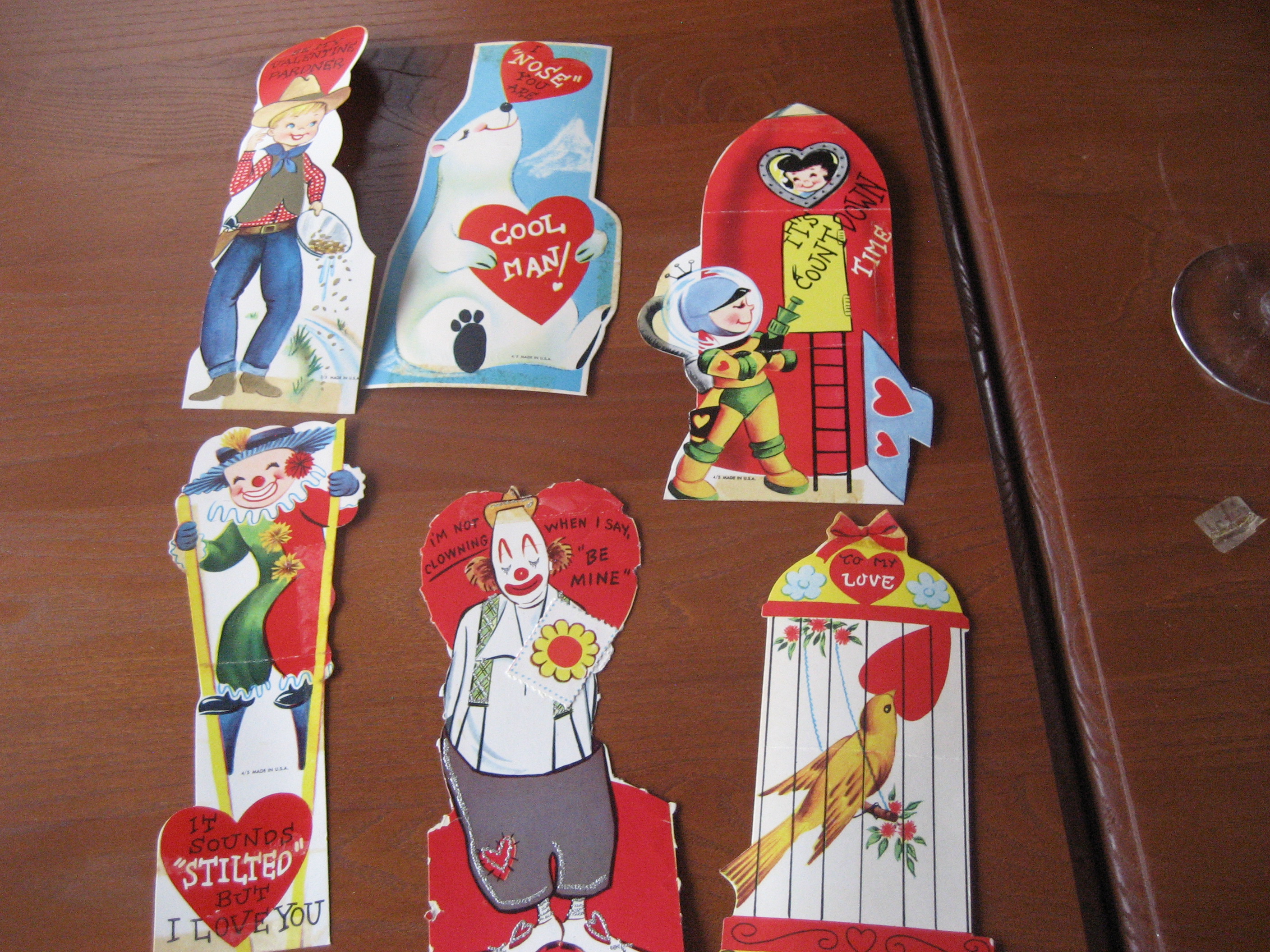 Six 1963 Tall Valentines