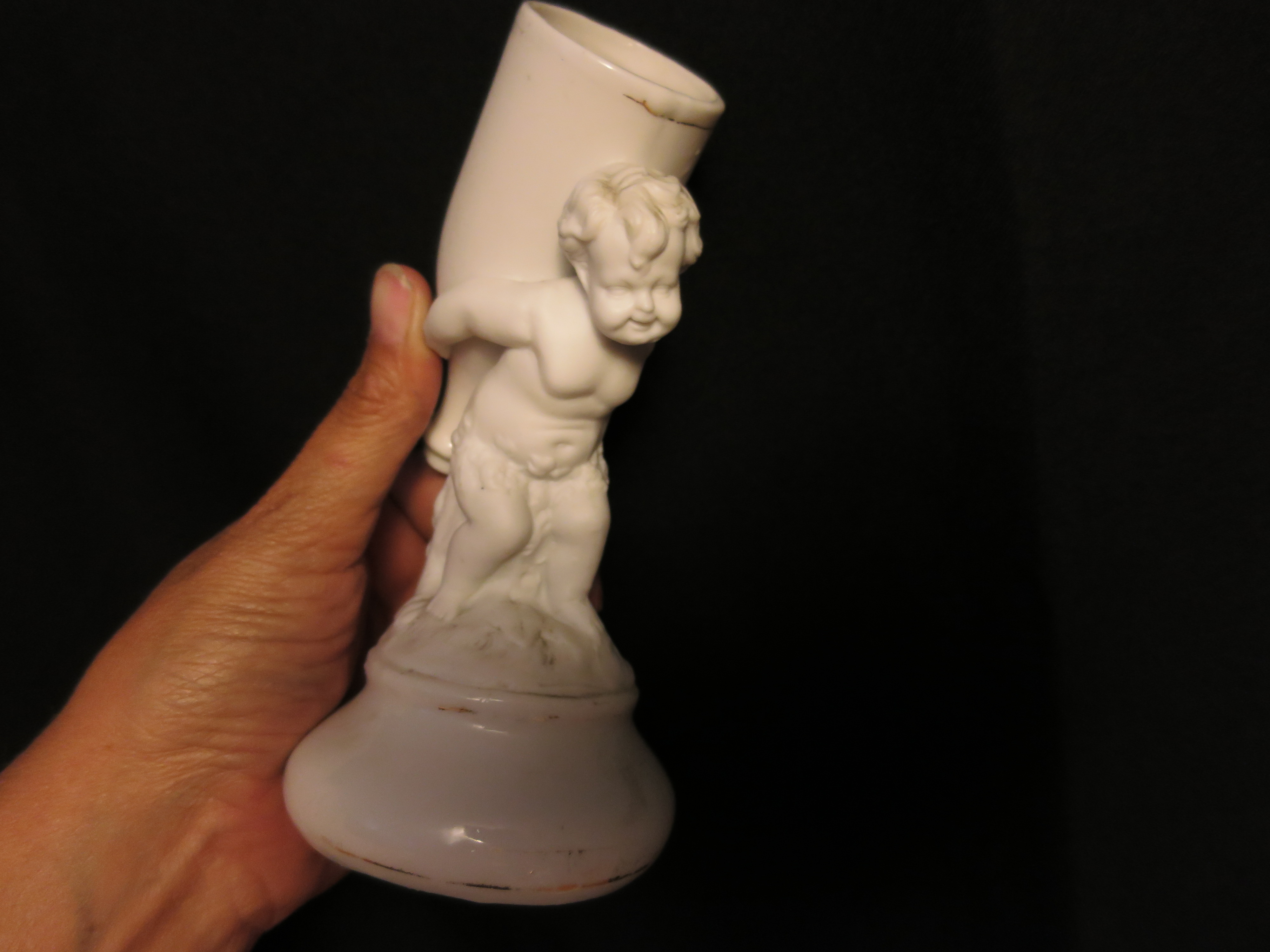 Boy White Bisque Figural Toothpick Holder