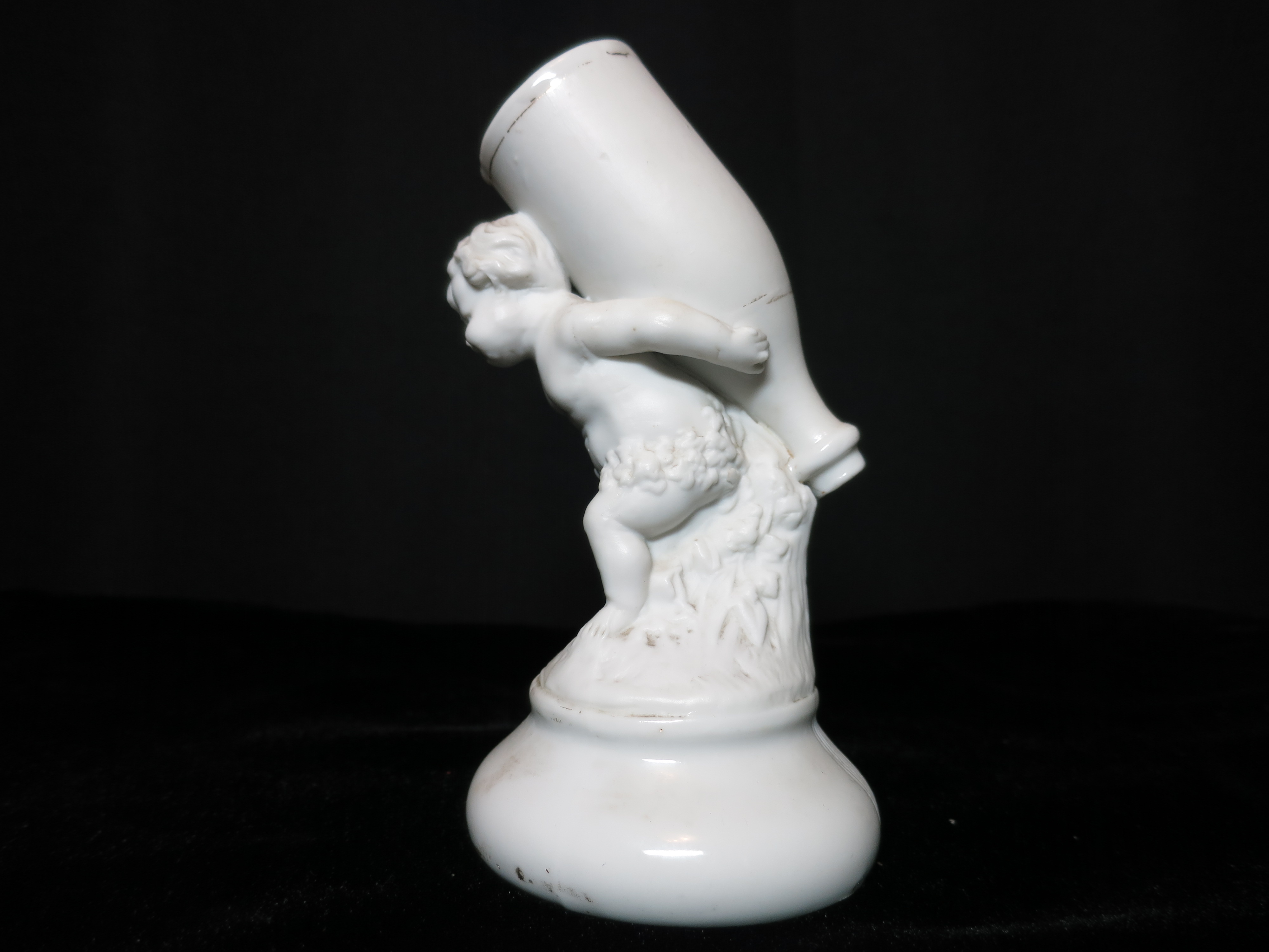Boy White Bisque Figural Toothpick Holder