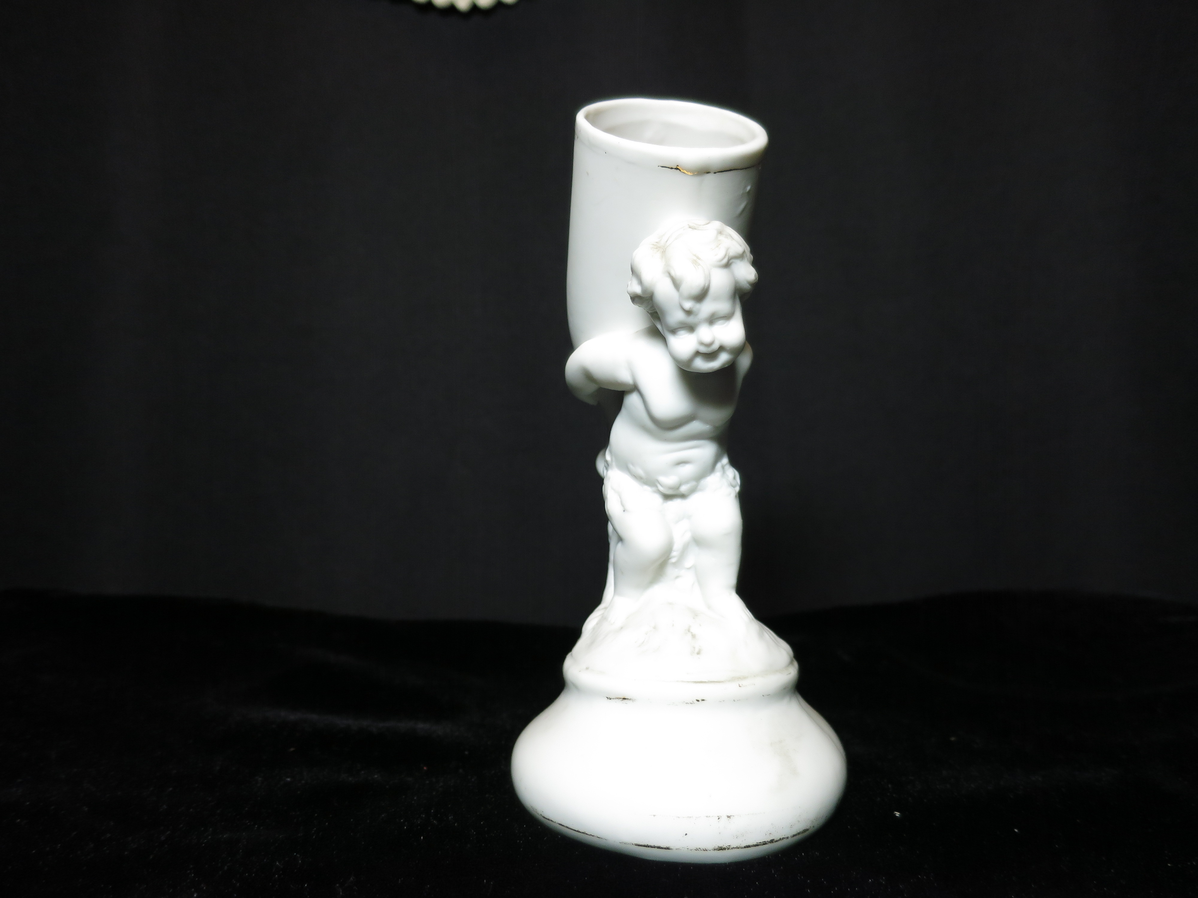 Boy White Bisque Figural Toothpick Holder